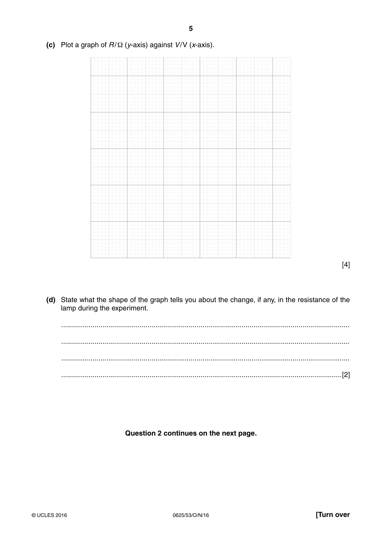 Cambridge IGCSE Physics 0625 2016 Oct/Nov Paper 5 · Variant 3 question paper, page 5 of 12