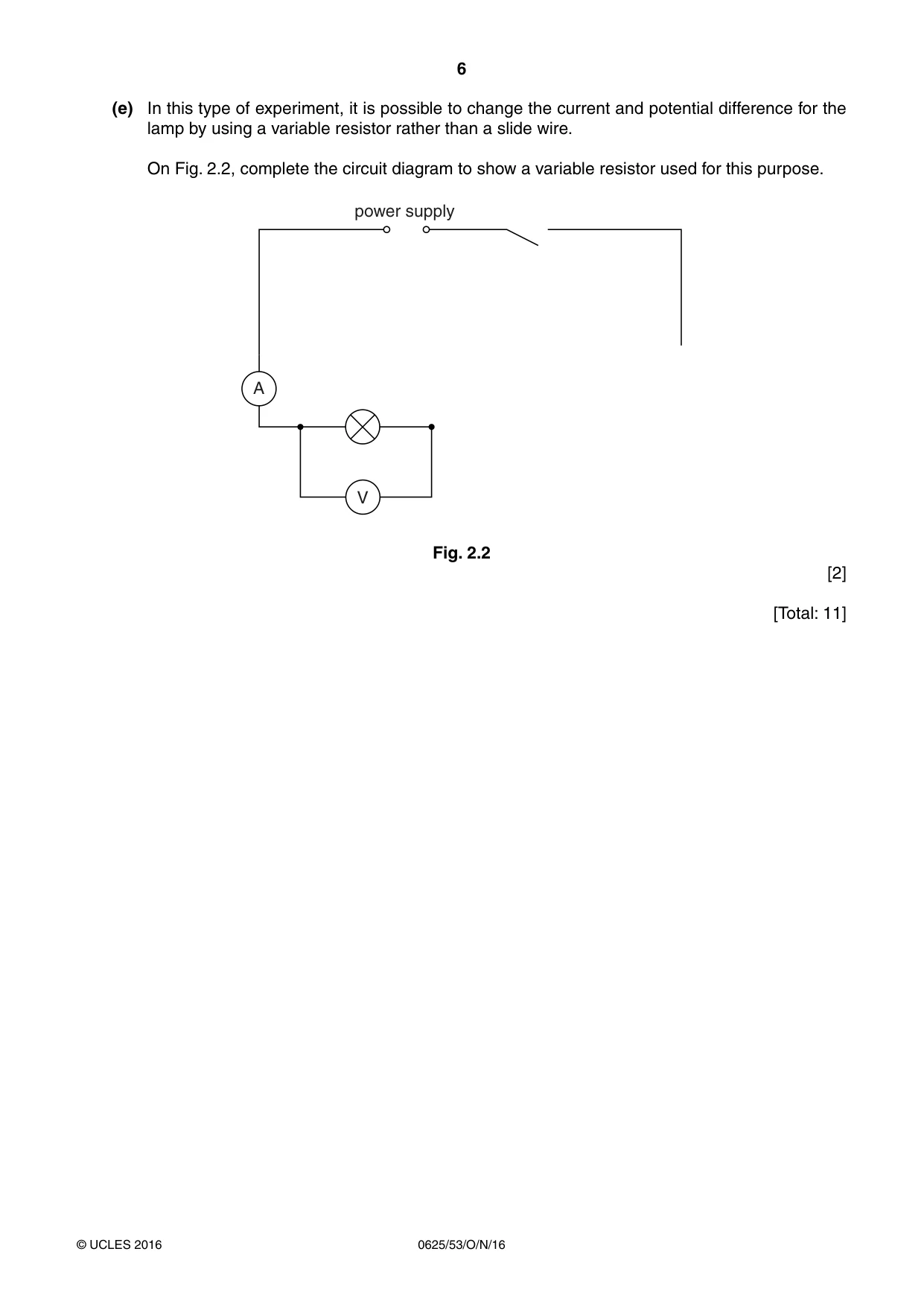Cambridge IGCSE Physics 0625 2016 Oct/Nov Paper 5 · Variant 3 question paper, page 6 of 12