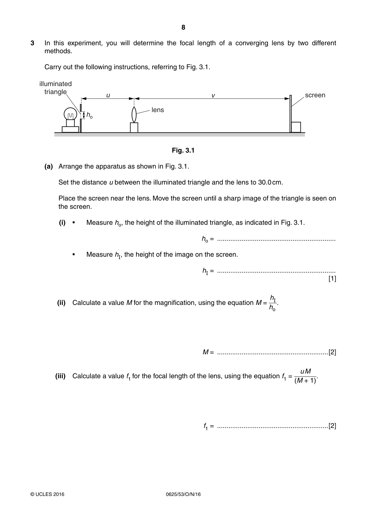 Cambridge IGCSE Physics 0625 2016 Oct/Nov Paper 5 · Variant 3 question paper, page 8 of 12