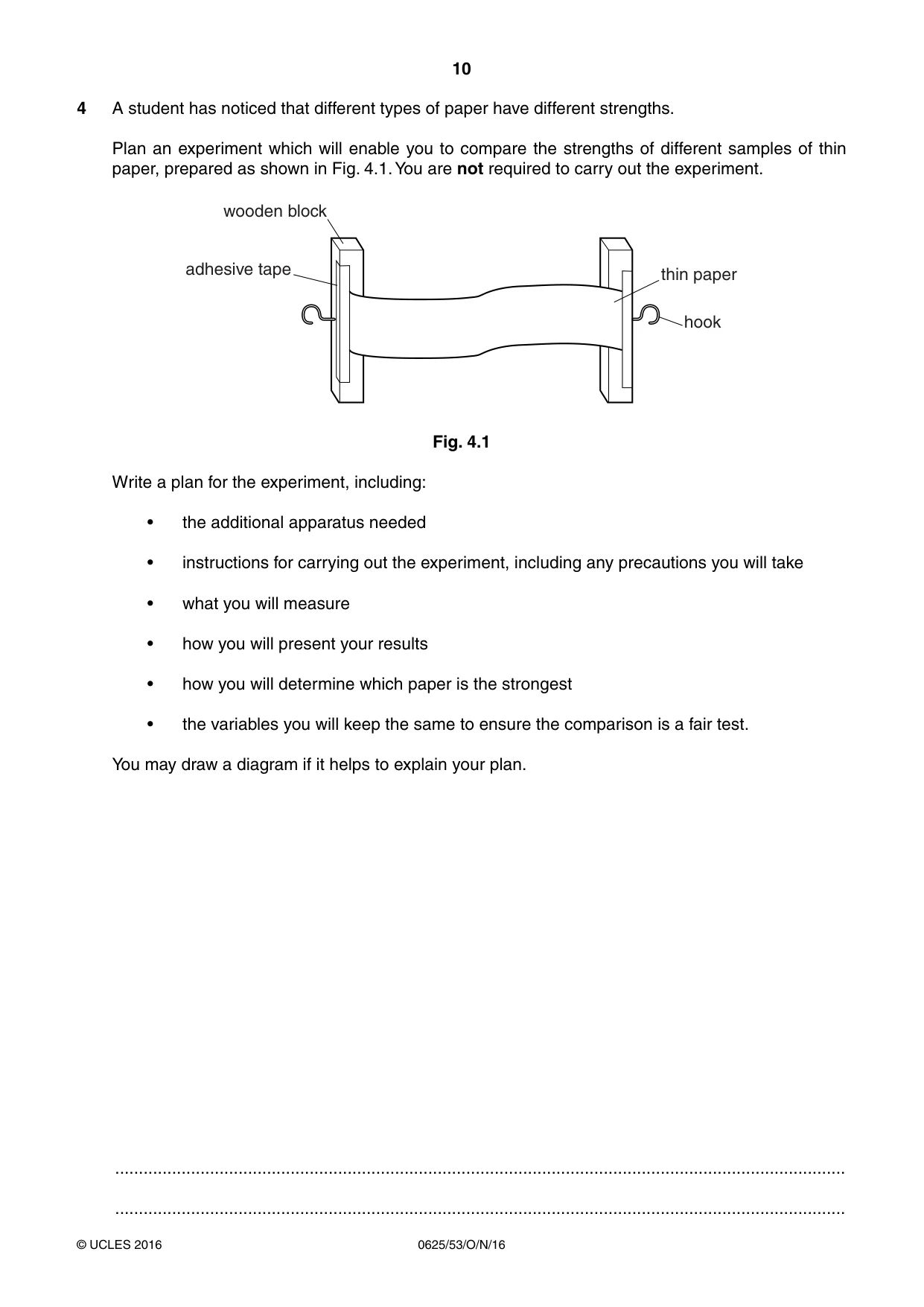 Cambridge IGCSE Physics 0625 2016 Oct/Nov Paper 5 · Variant 3 question paper, page 10 of 12