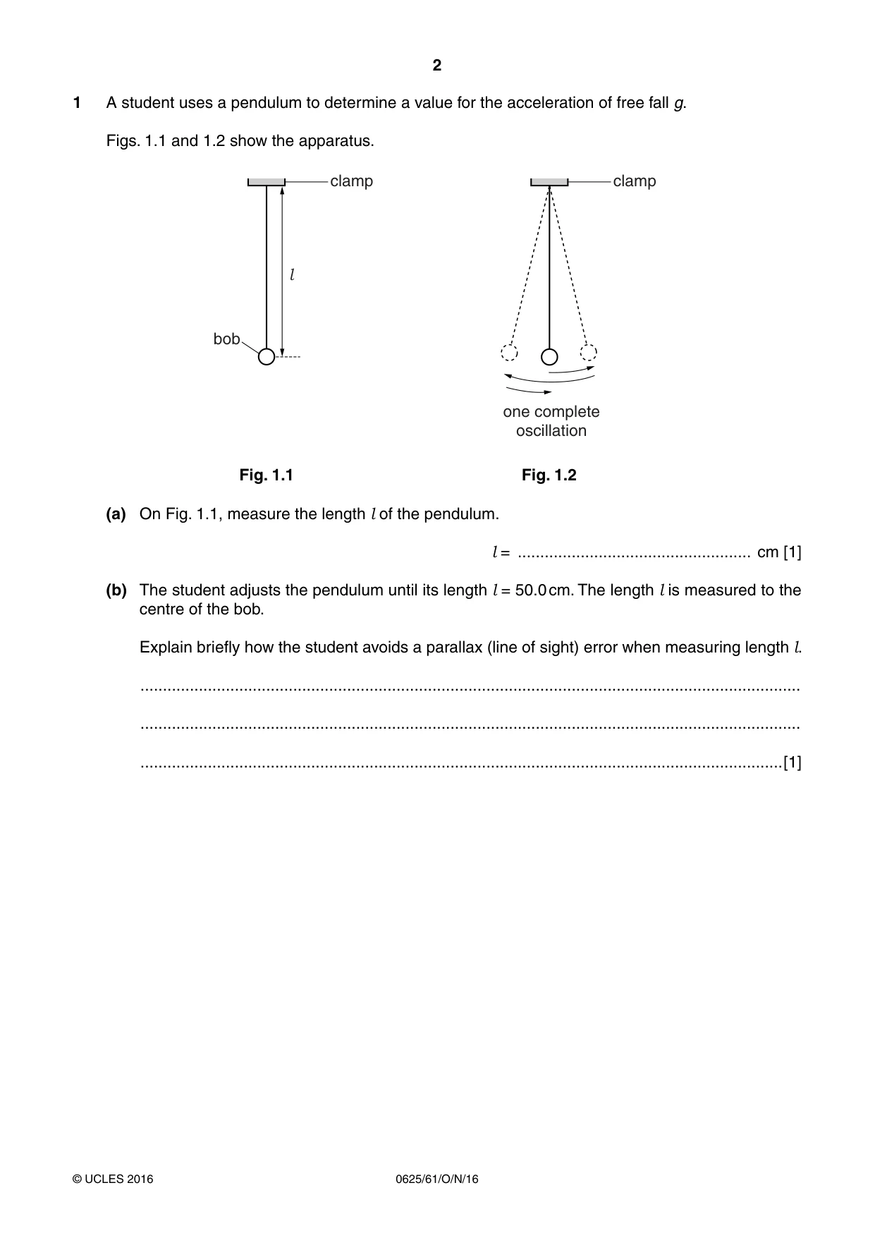 Cambridge IGCSE Physics 0625 2016 Oct/Nov Paper 6 · Variant 1 question paper, page 2 of 16
