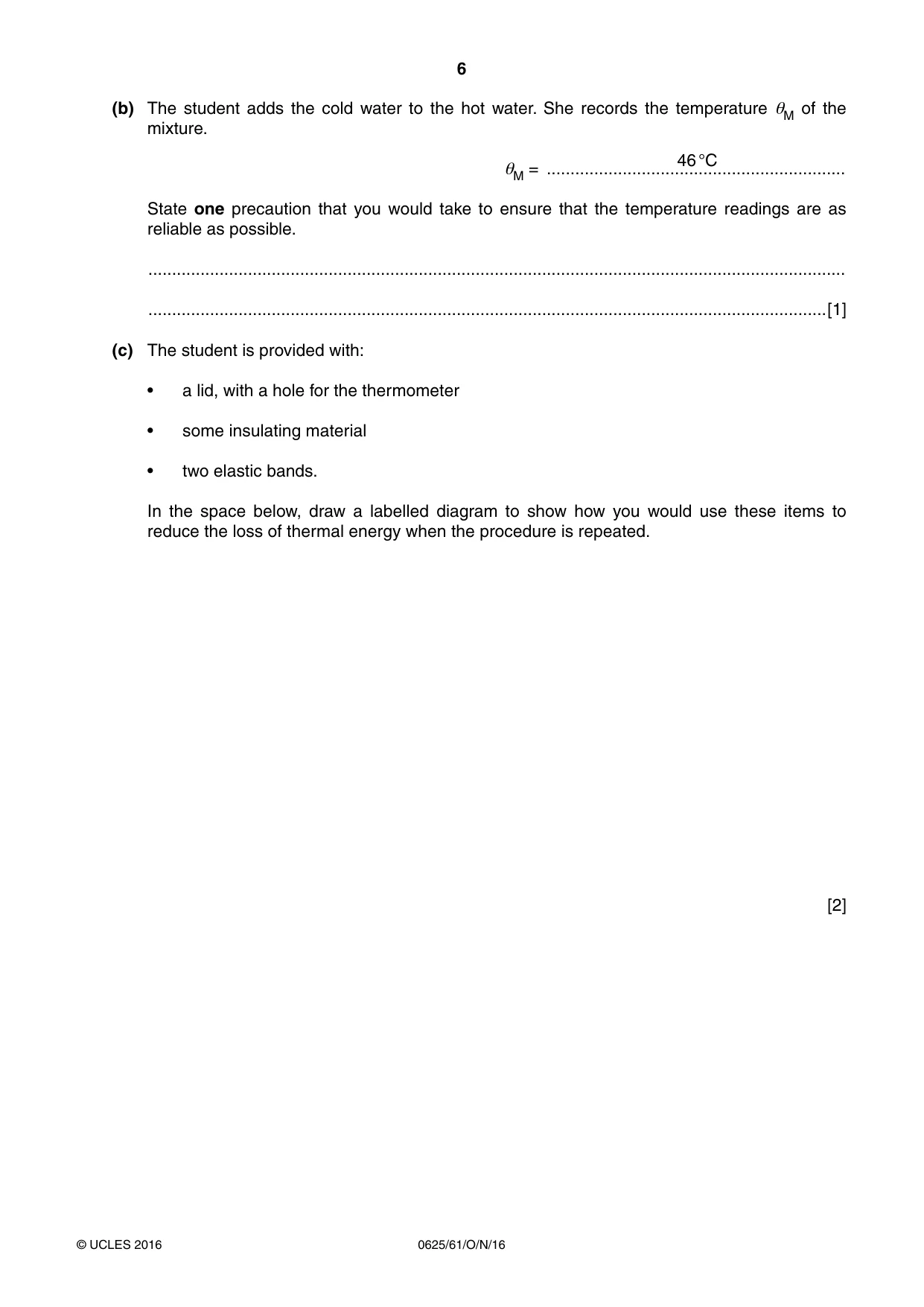 Cambridge IGCSE Physics 0625 2016 Oct/Nov Paper 6 · Variant 1 question paper, page 6 of 16