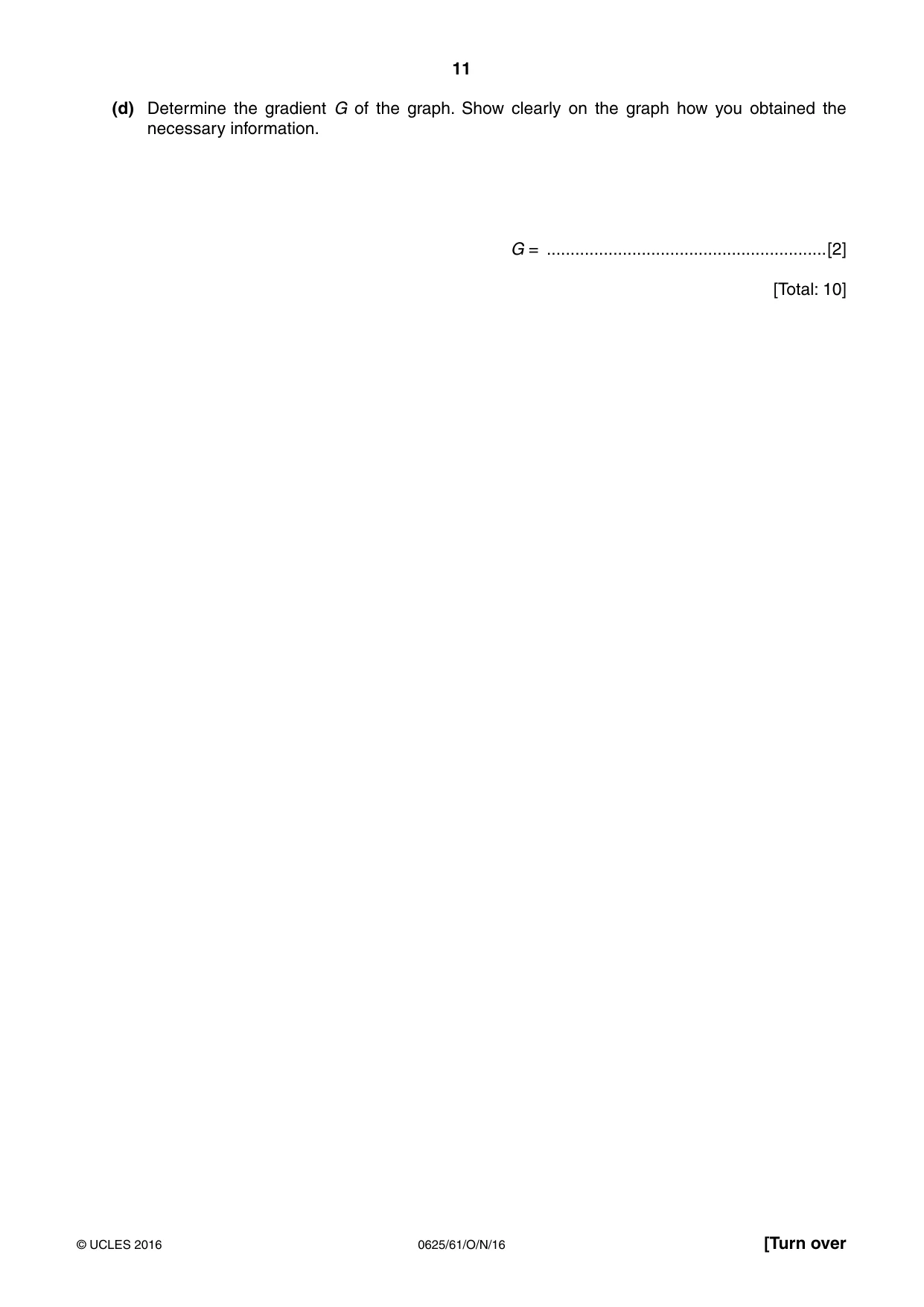 Cambridge IGCSE Physics 0625 2016 Oct/Nov Paper 6 · Variant 1 question paper, page 11 of 16