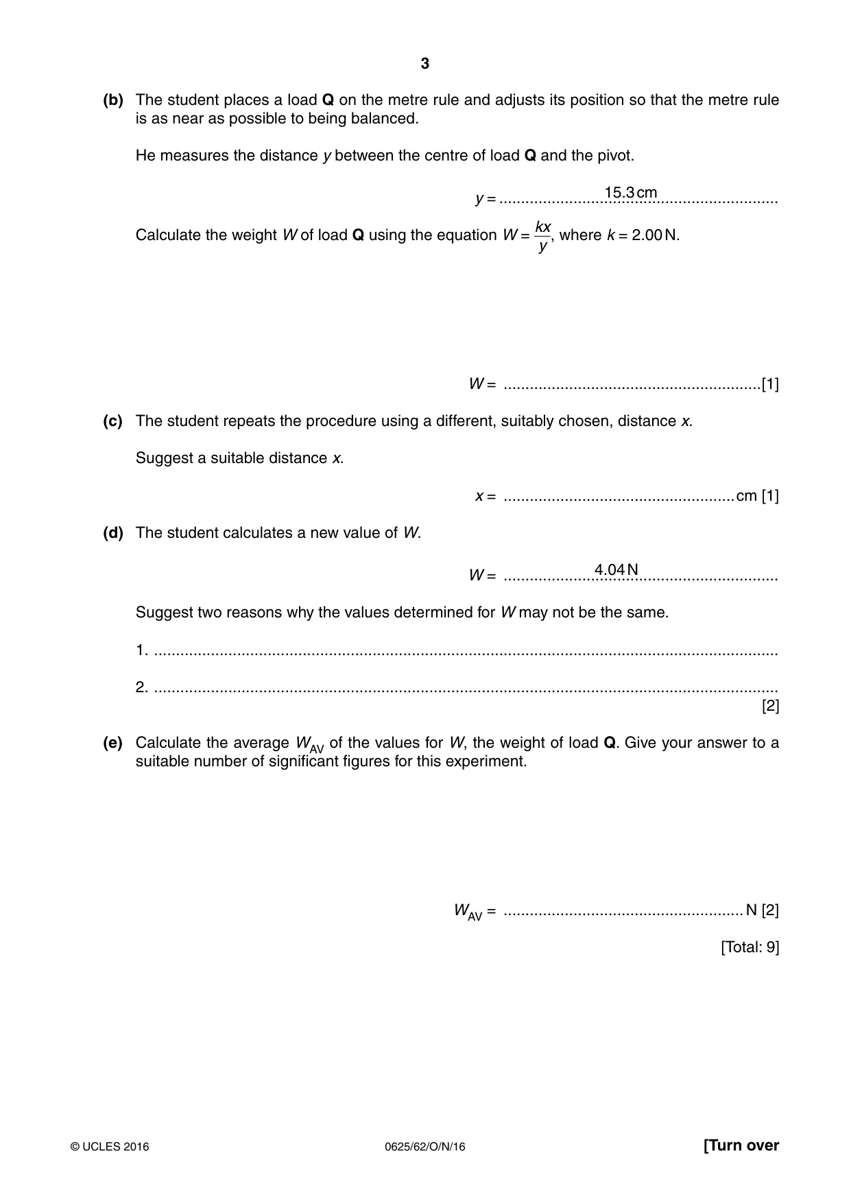 Cambridge IGCSE Physics 0625 2016 Oct/Nov Paper 6 · Variant 2 question paper, page 3 of 12