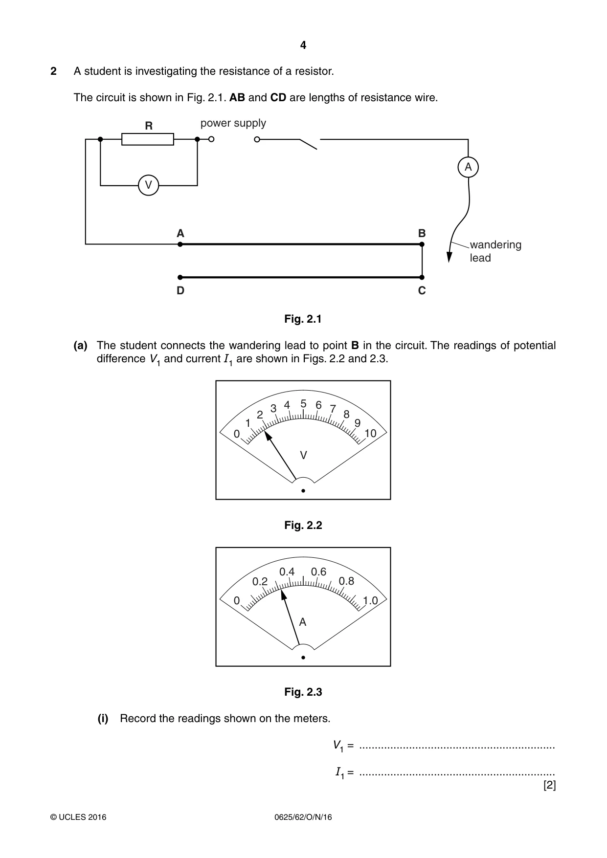 Cambridge IGCSE Physics 0625 2016 Oct/Nov Paper 6 · Variant 2 question paper, page 4 of 12
