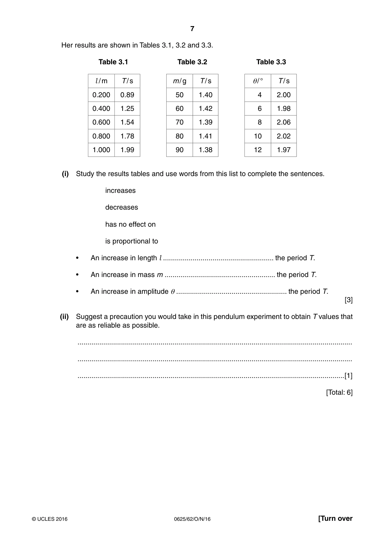 Cambridge IGCSE Physics 0625 2016 Oct/Nov Paper 6 · Variant 2 question paper, page 7 of 12