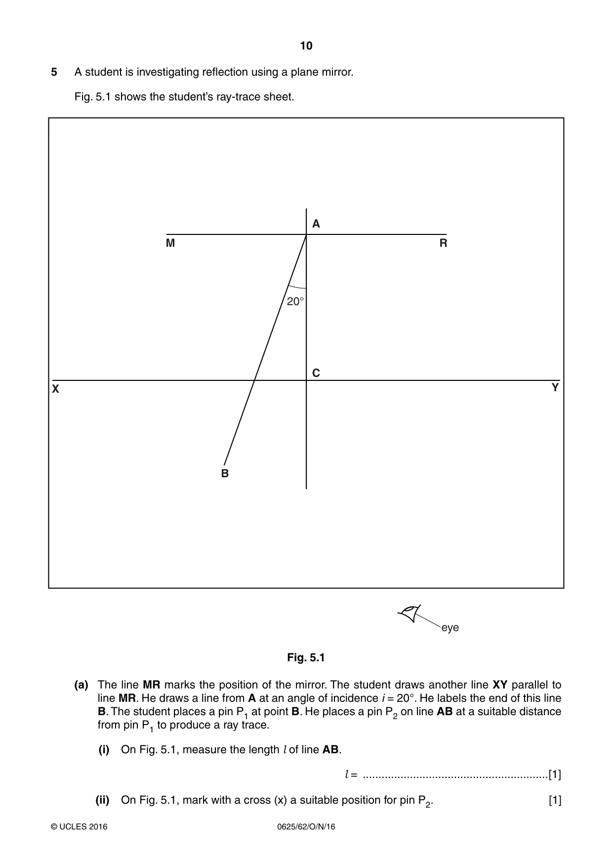 Cambridge IGCSE Physics 0625 2016 Oct/Nov Paper 6 · Variant 2 question paper, page 10 of 12