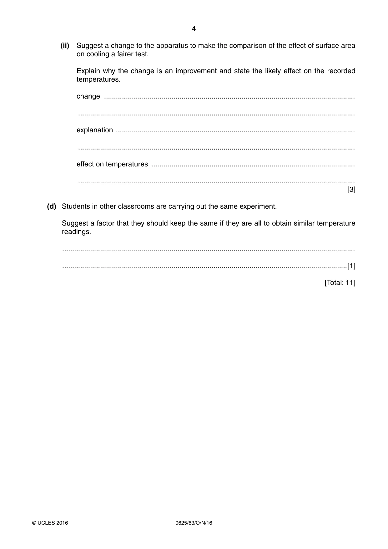 Cambridge IGCSE Physics 0625 2016 Oct/Nov Paper 6 · Variant 3 question paper, page 4 of 12