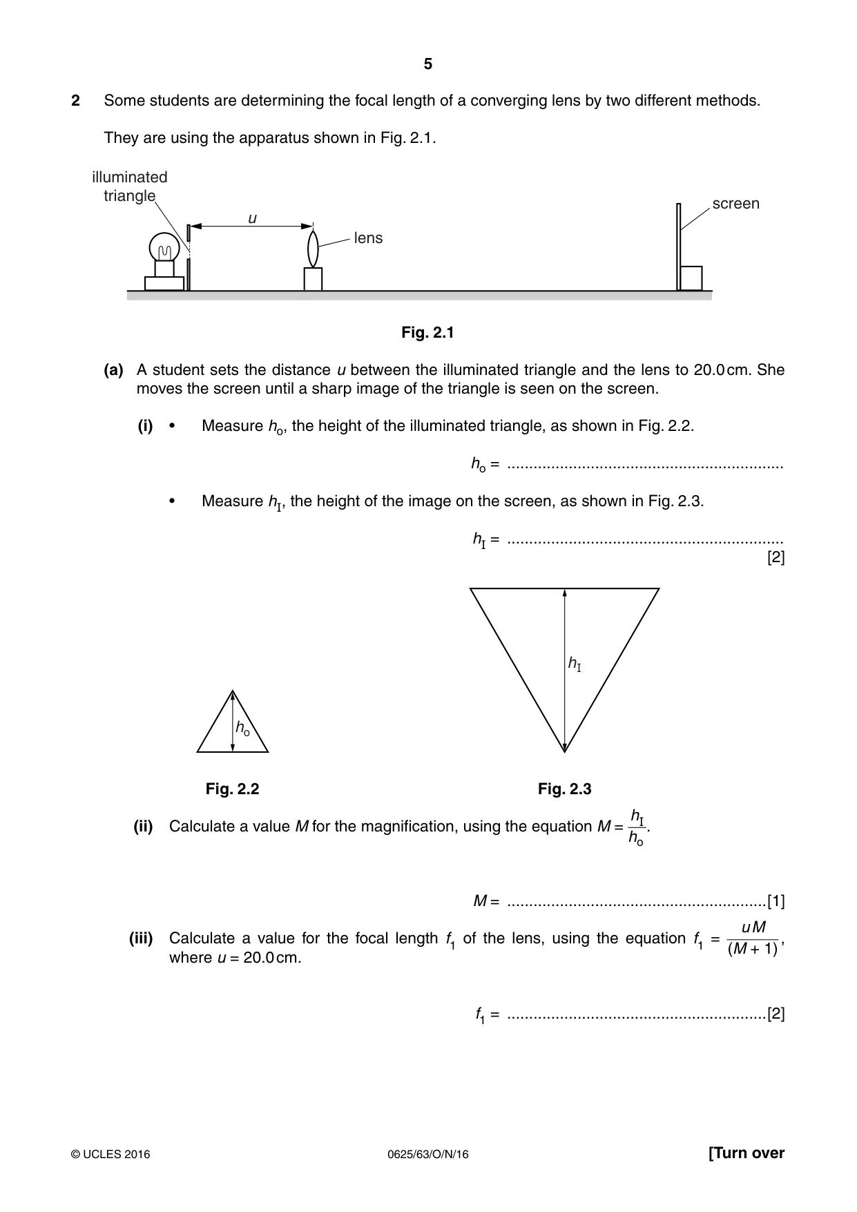 Cambridge IGCSE Physics 0625 2016 Oct/Nov Paper 6 · Variant 3 question paper, page 5 of 12