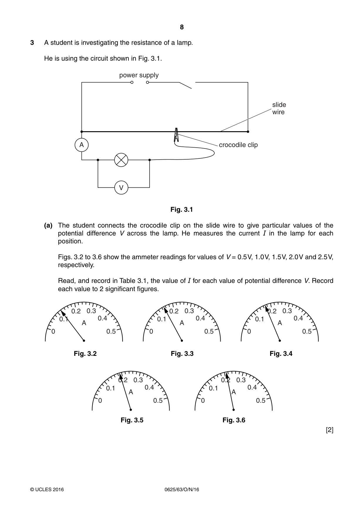Cambridge IGCSE Physics 0625 2016 Oct/Nov Paper 6 · Variant 3 question paper, page 8 of 12