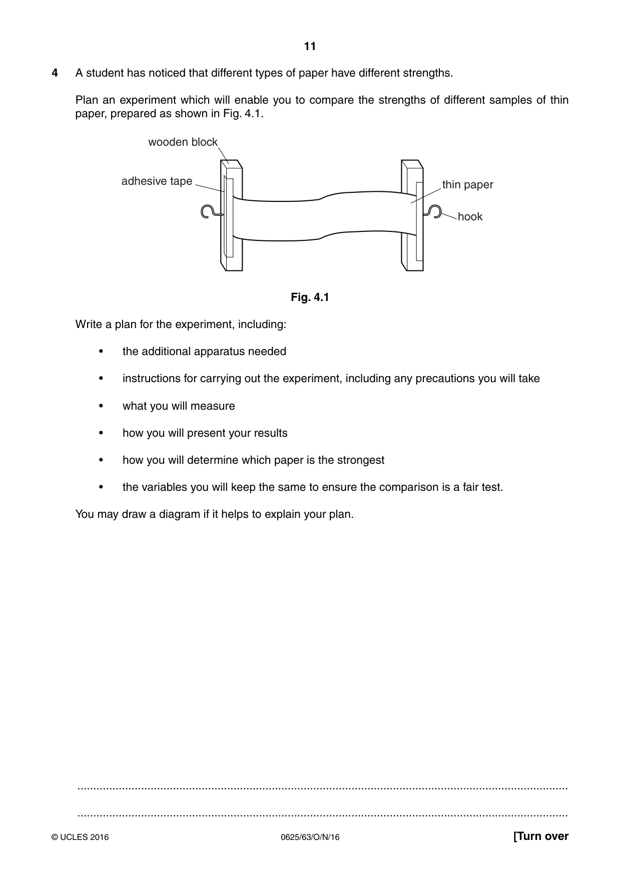 Cambridge IGCSE Physics 0625 2016 Oct/Nov Paper 6 · Variant 3 question paper, page 11 of 12