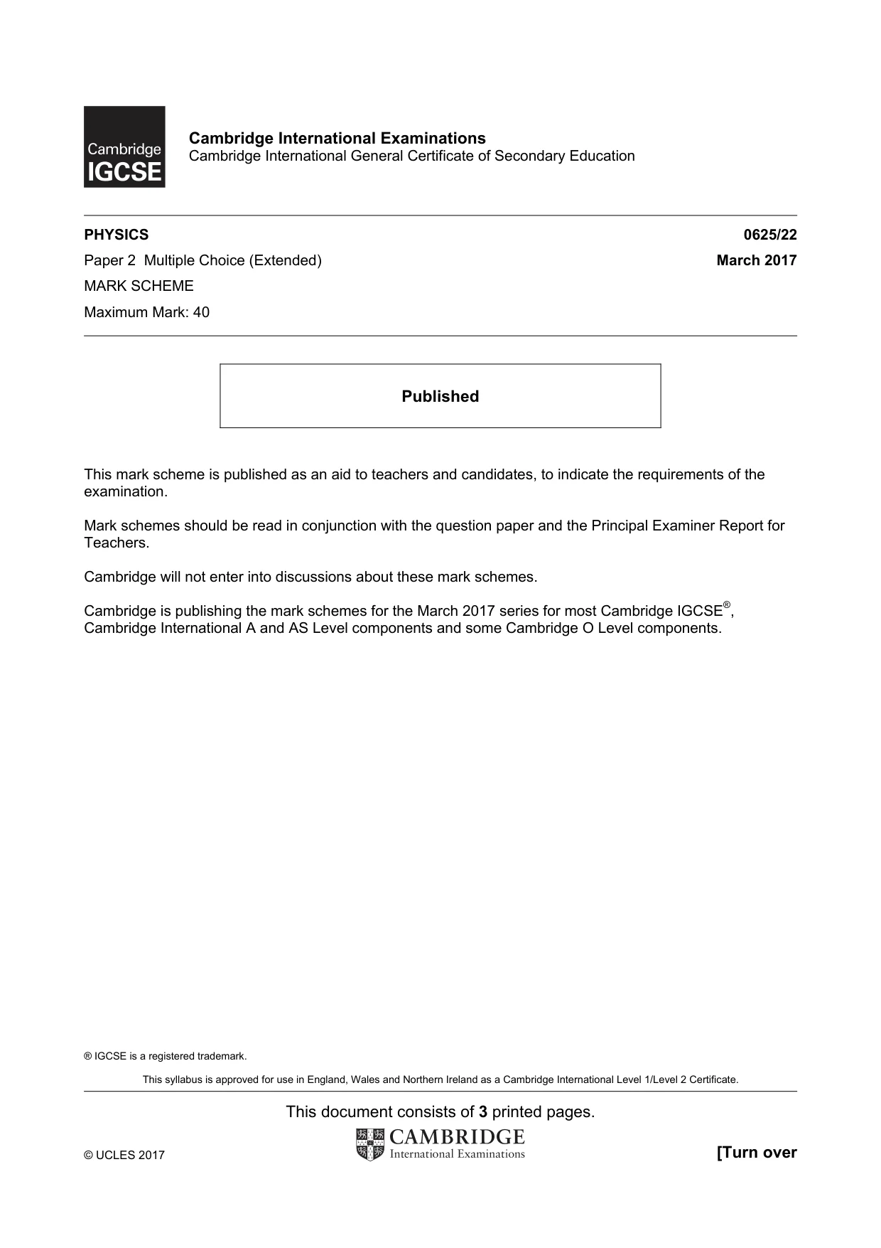 Mark scheme, page 1 of 3