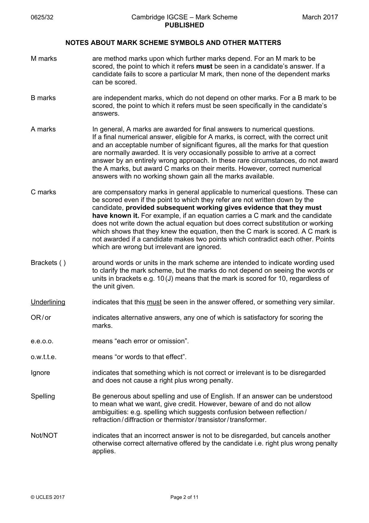 Mark scheme, page 2 of 11