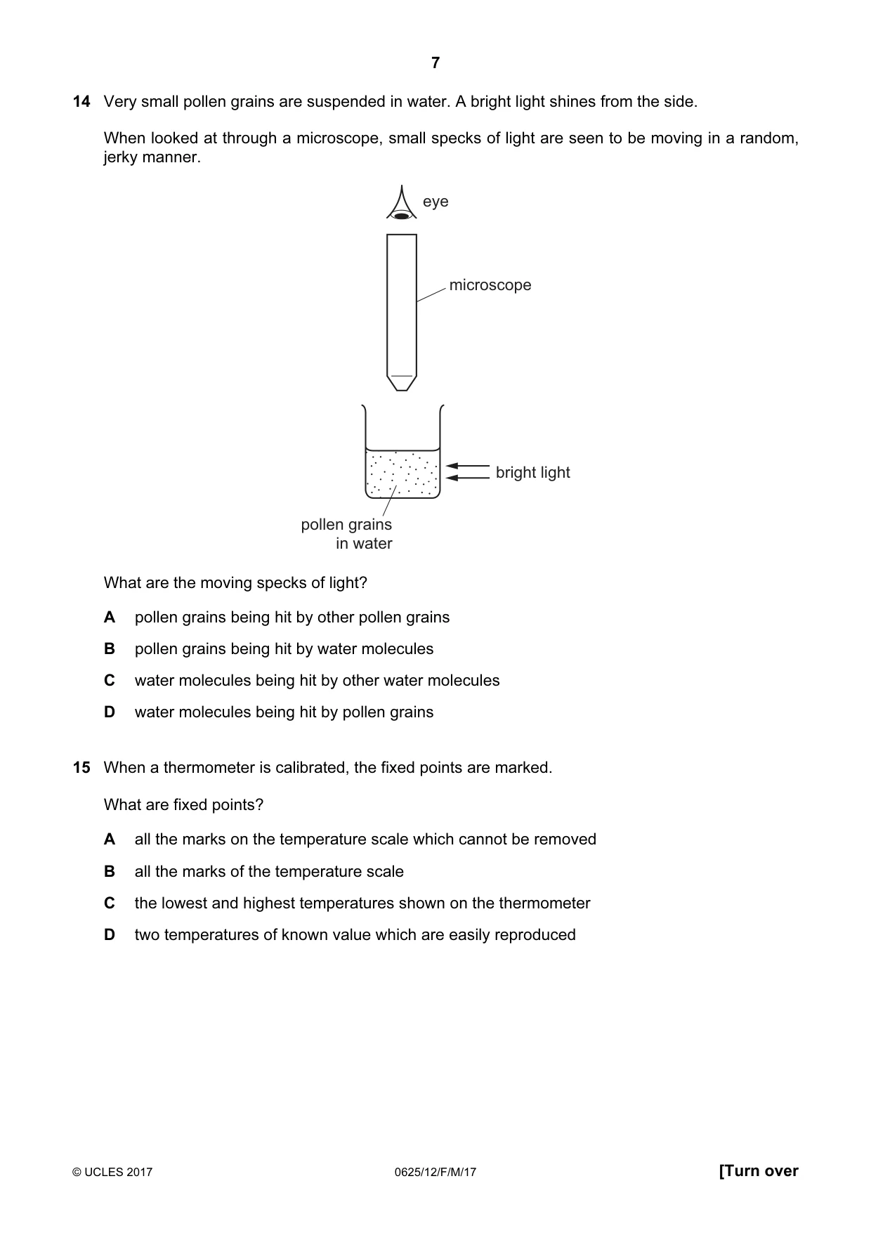 Cambridge IGCSE Physics 0625 2017 Feb/March Paper 1 · Variant 2 question paper, page 7 of 20