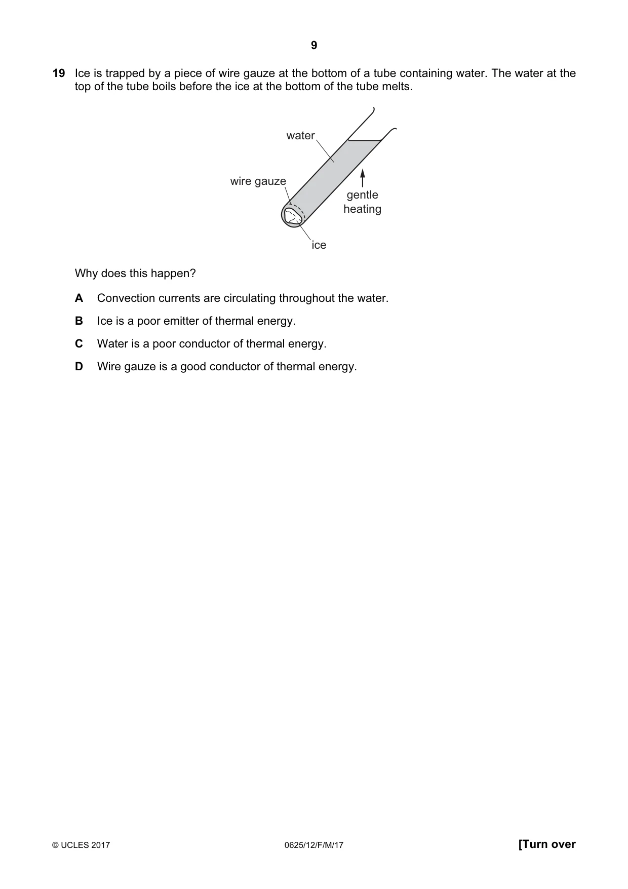 Cambridge IGCSE Physics 0625 2017 Feb/March Paper 1 · Variant 2 question paper, page 9 of 20