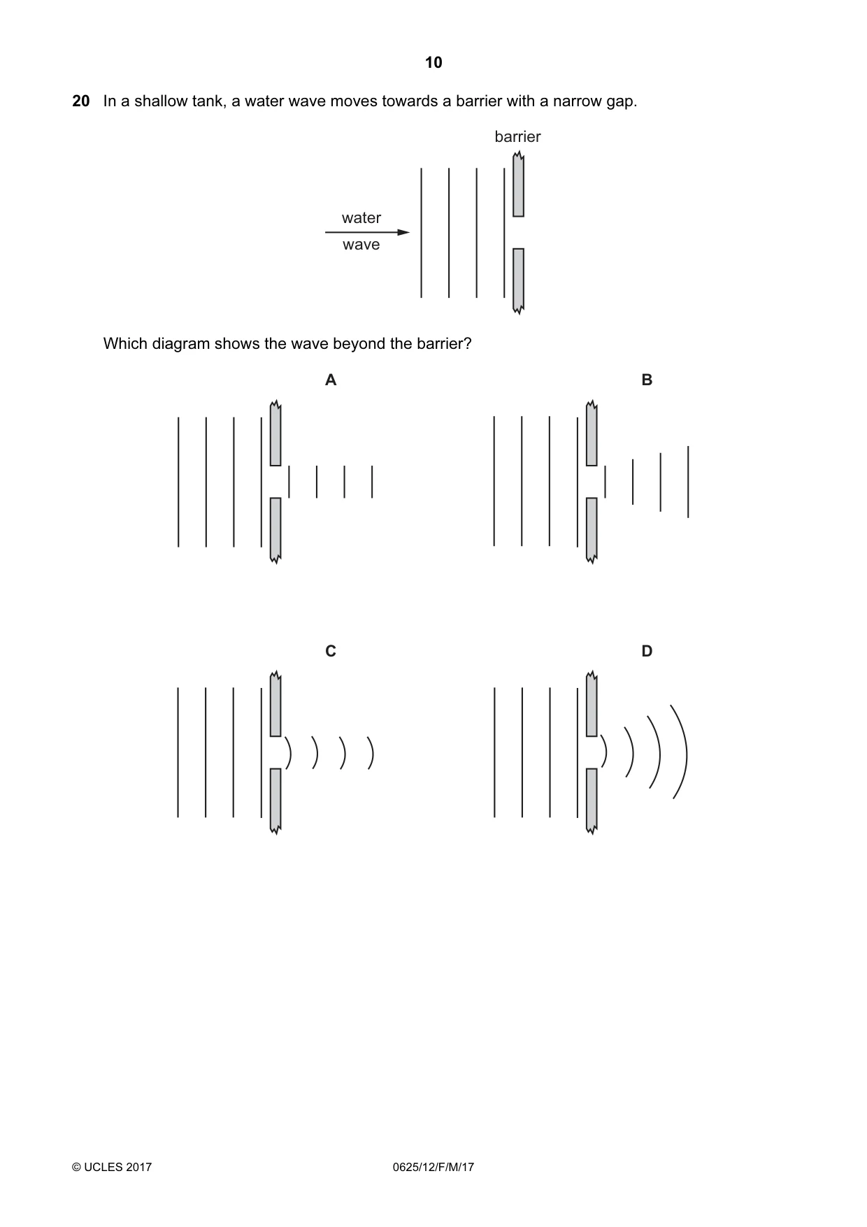 Cambridge IGCSE Physics 0625 2017 Feb/March Paper 1 · Variant 2 question paper, page 10 of 20