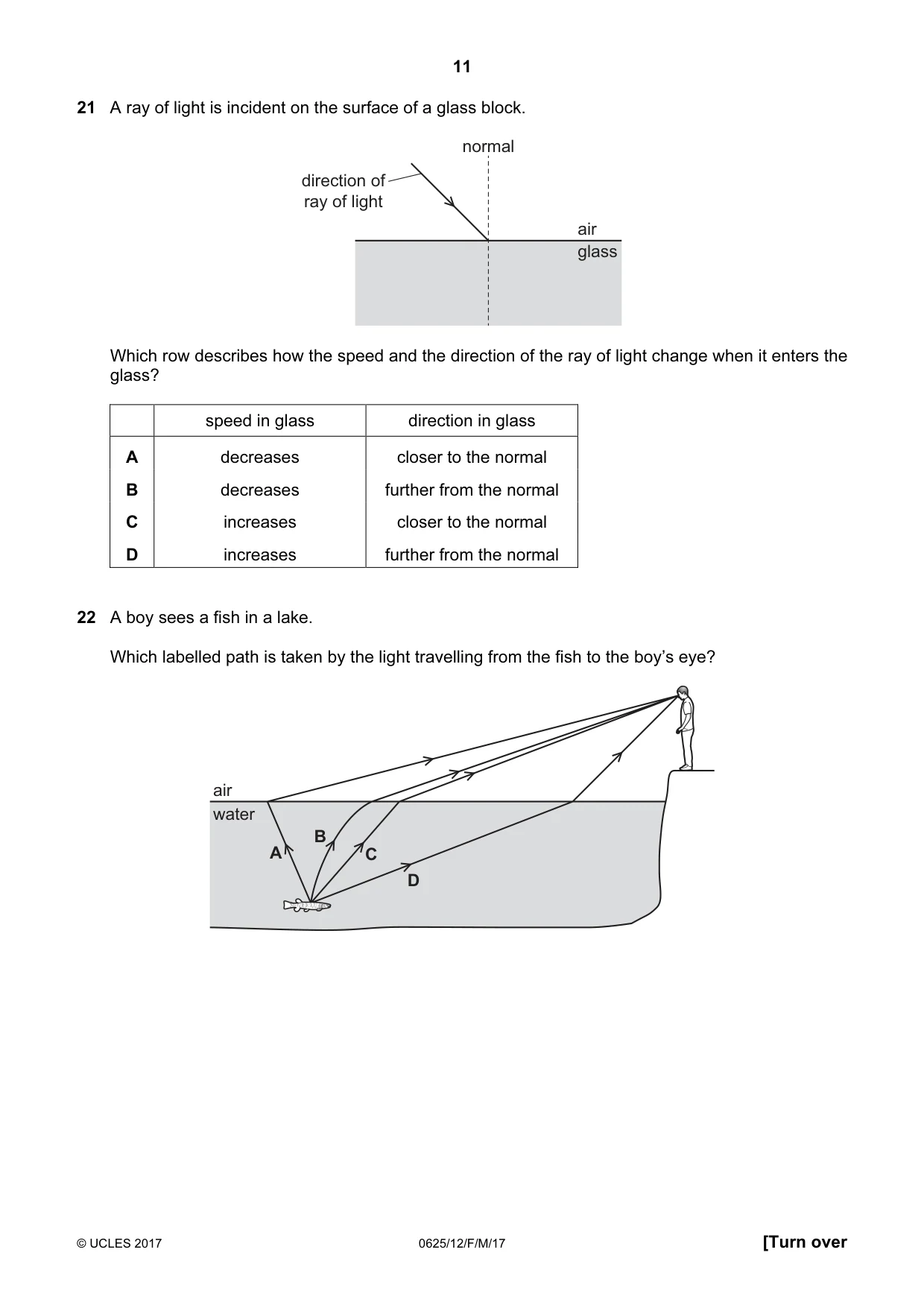 Cambridge IGCSE Physics 0625 2017 Feb/March Paper 1 · Variant 2 question paper, page 11 of 20