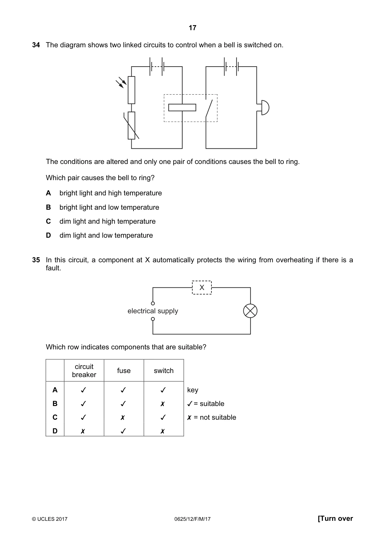 Cambridge IGCSE Physics 0625 2017 Feb/March Paper 1 · Variant 2 question paper, page 17 of 20