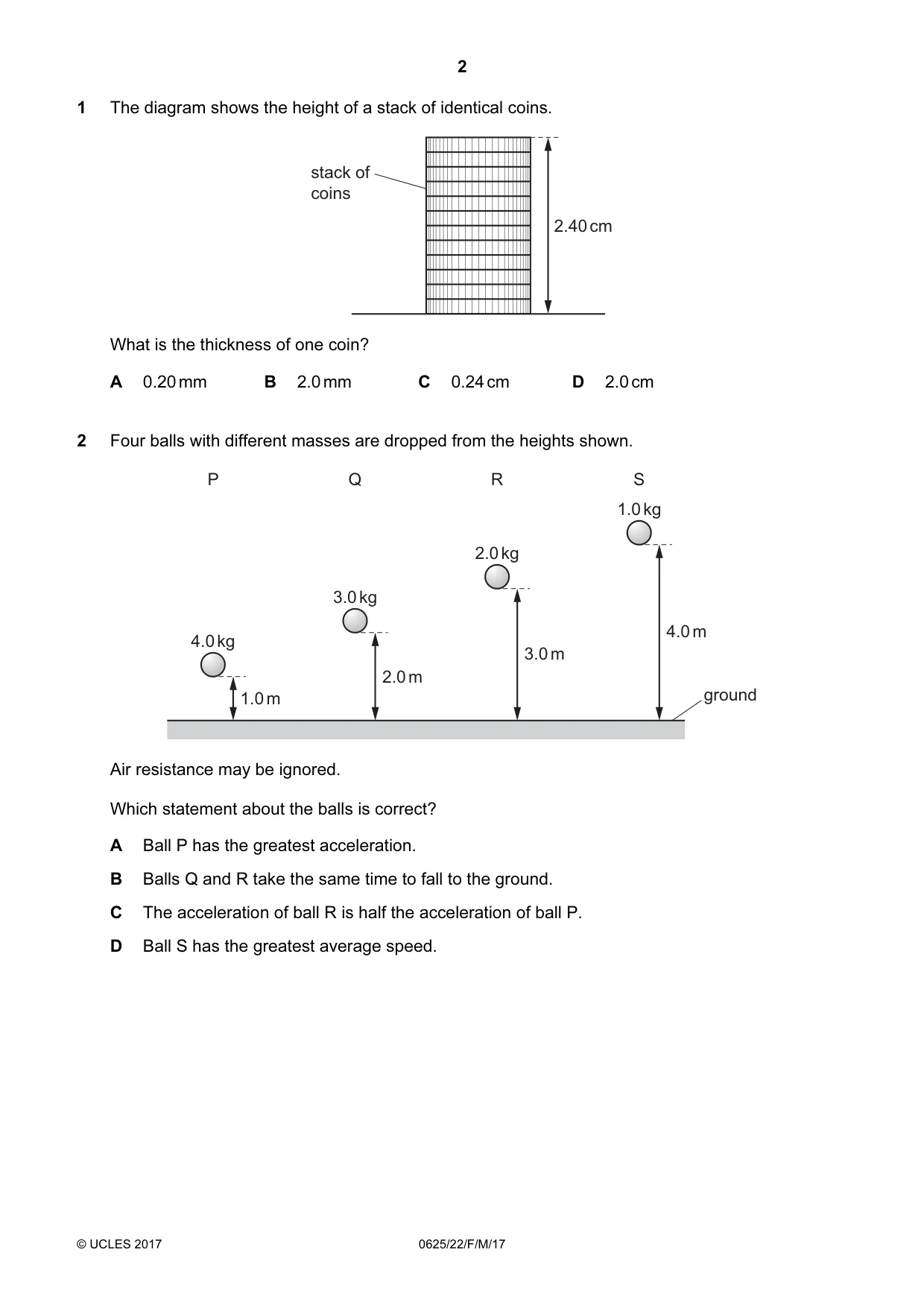 Cambridge IGCSE Physics 0625 2017 Feb/March Paper 2 · Variant 2 question paper, page 2 of 16