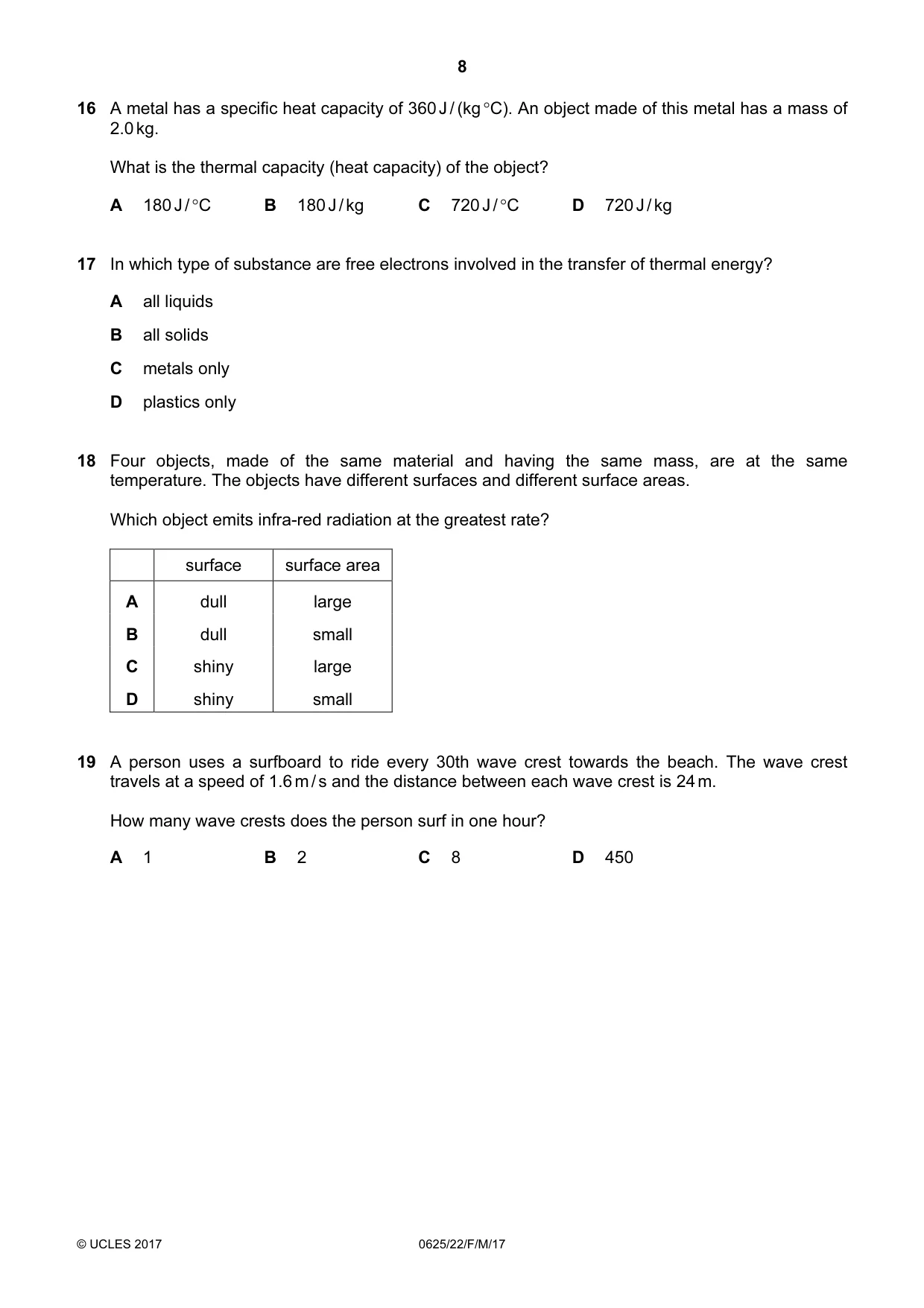 Cambridge IGCSE Physics 0625 2017 Feb/March Paper 2 · Variant 2 question paper, page 8 of 16