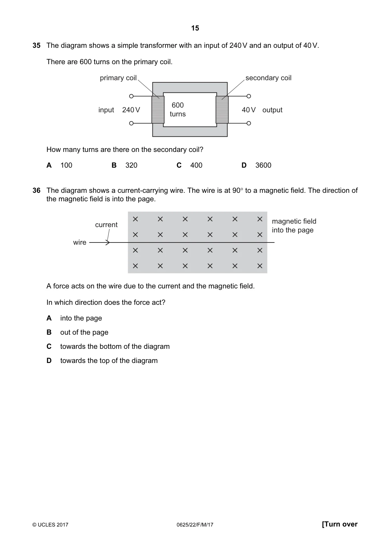 Cambridge IGCSE Physics 0625 2017 Feb/March Paper 2 · Variant 2 question paper, page 15 of 16