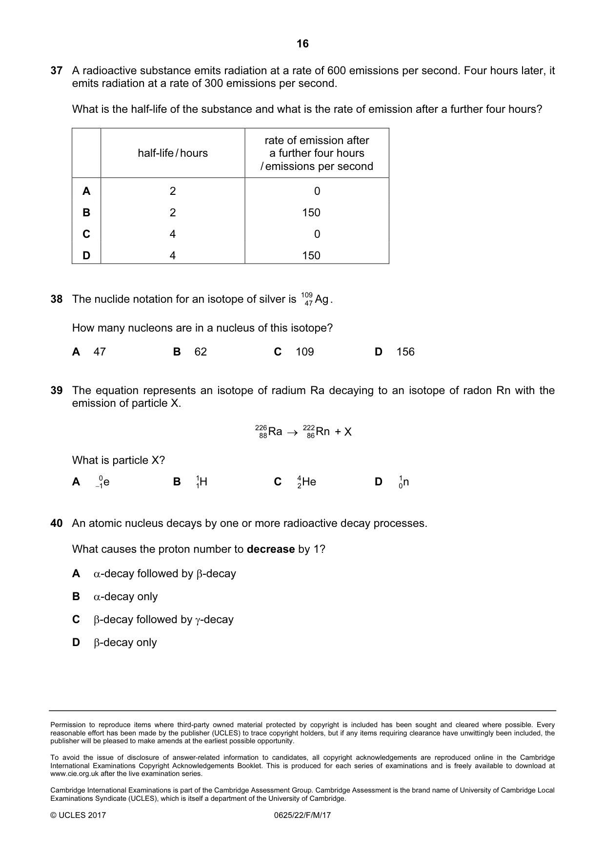 Cambridge IGCSE Physics 0625 2017 Feb/March Paper 2 · Variant 2 question paper, page 16 of 16
