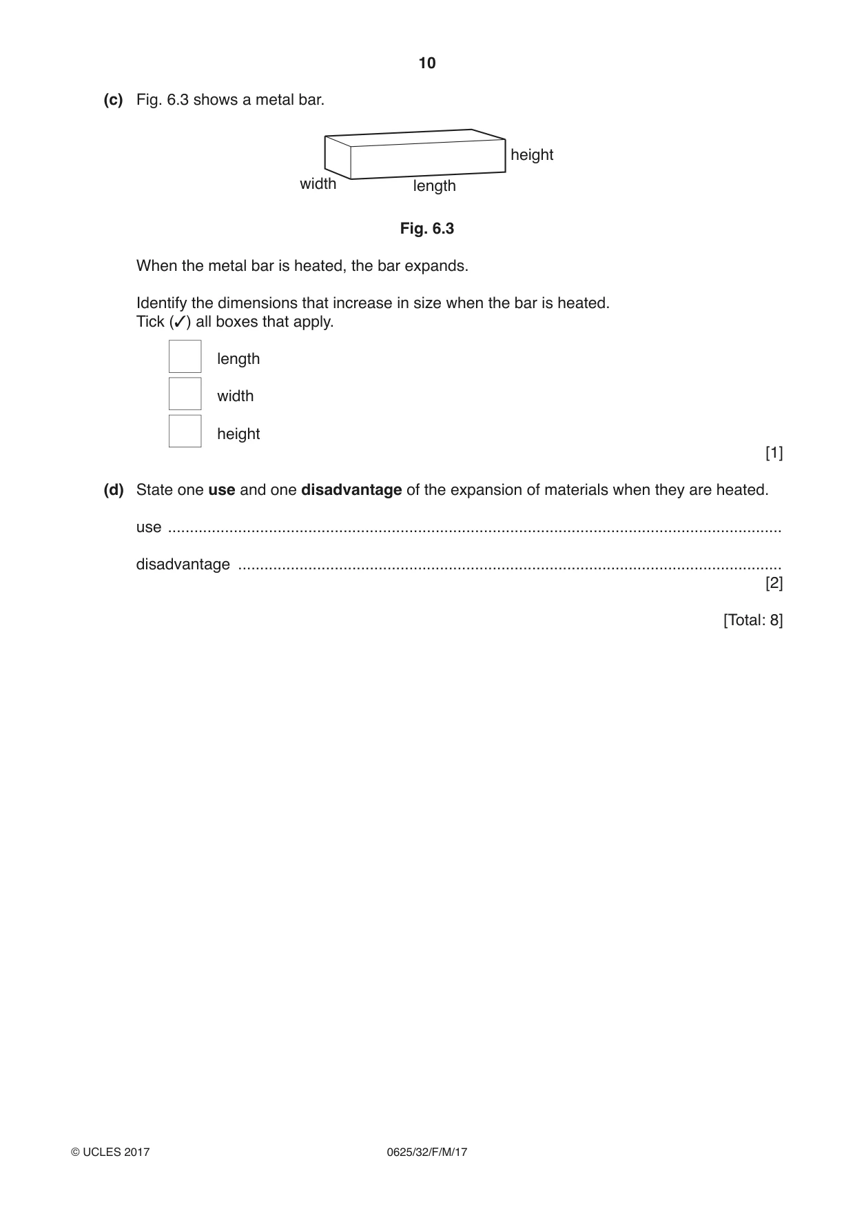Cambridge IGCSE Physics 0625 2017 Feb/March Paper 3 · Variant 2 question paper, page 10 of 16