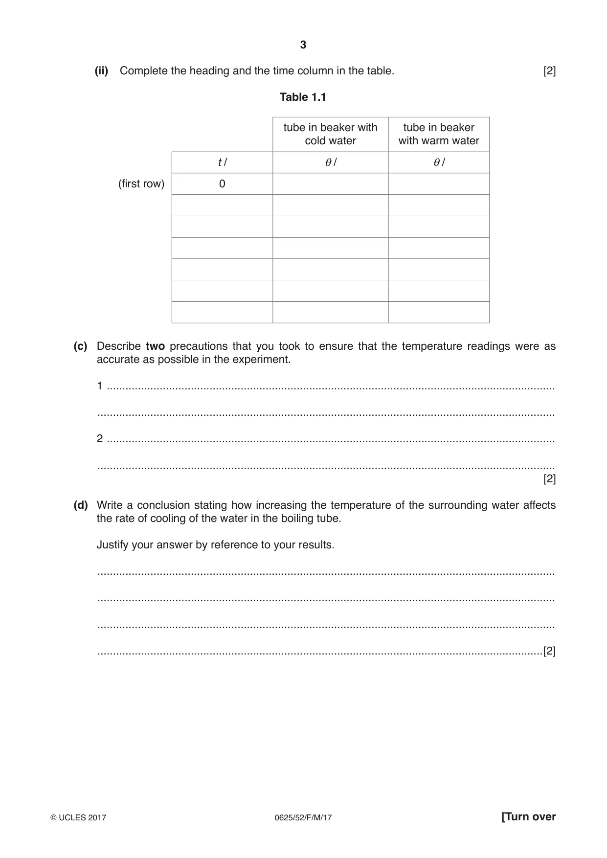Cambridge IGCSE Physics 0625 2017 Feb/March Paper 5 · Variant 2 question paper, page 3 of 12