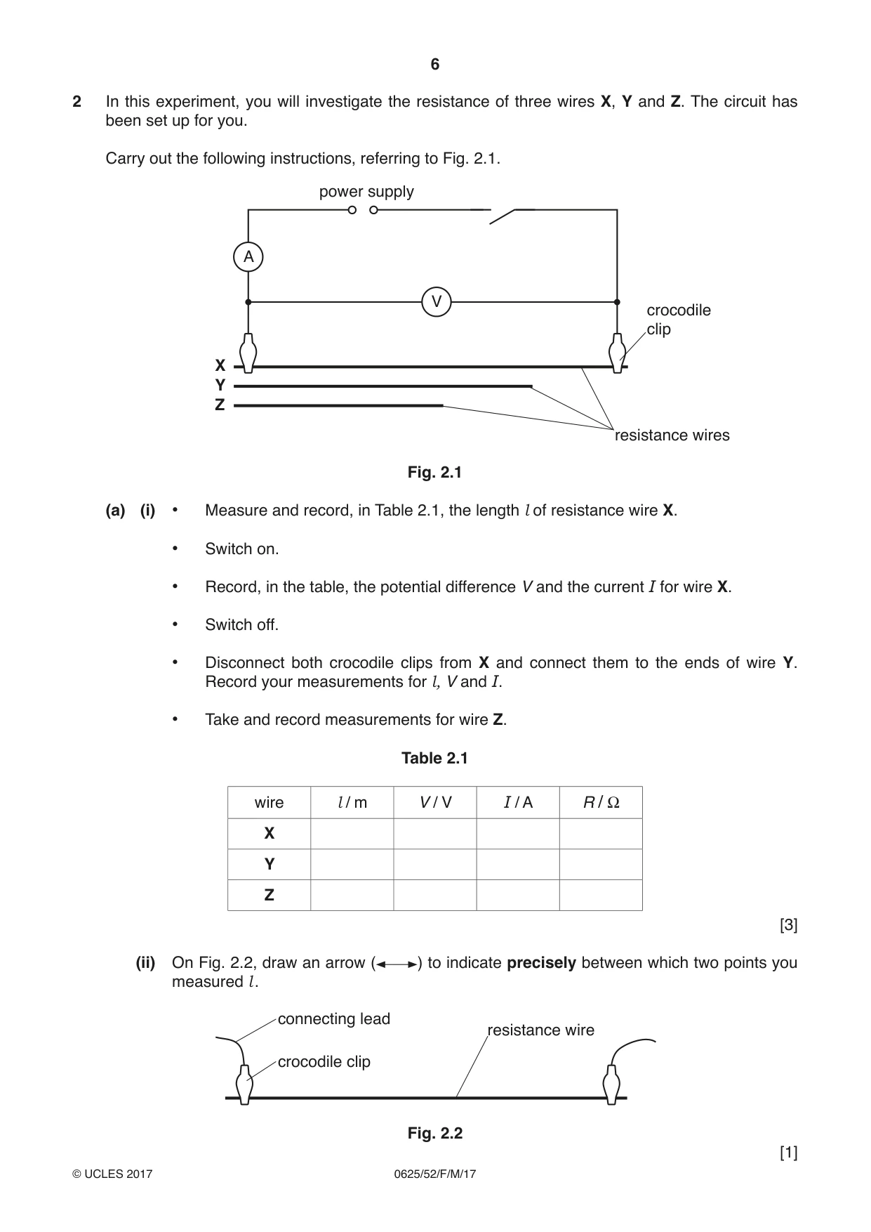 Cambridge IGCSE Physics 0625 2017 Feb/March Paper 5 · Variant 2 question paper, page 6 of 12