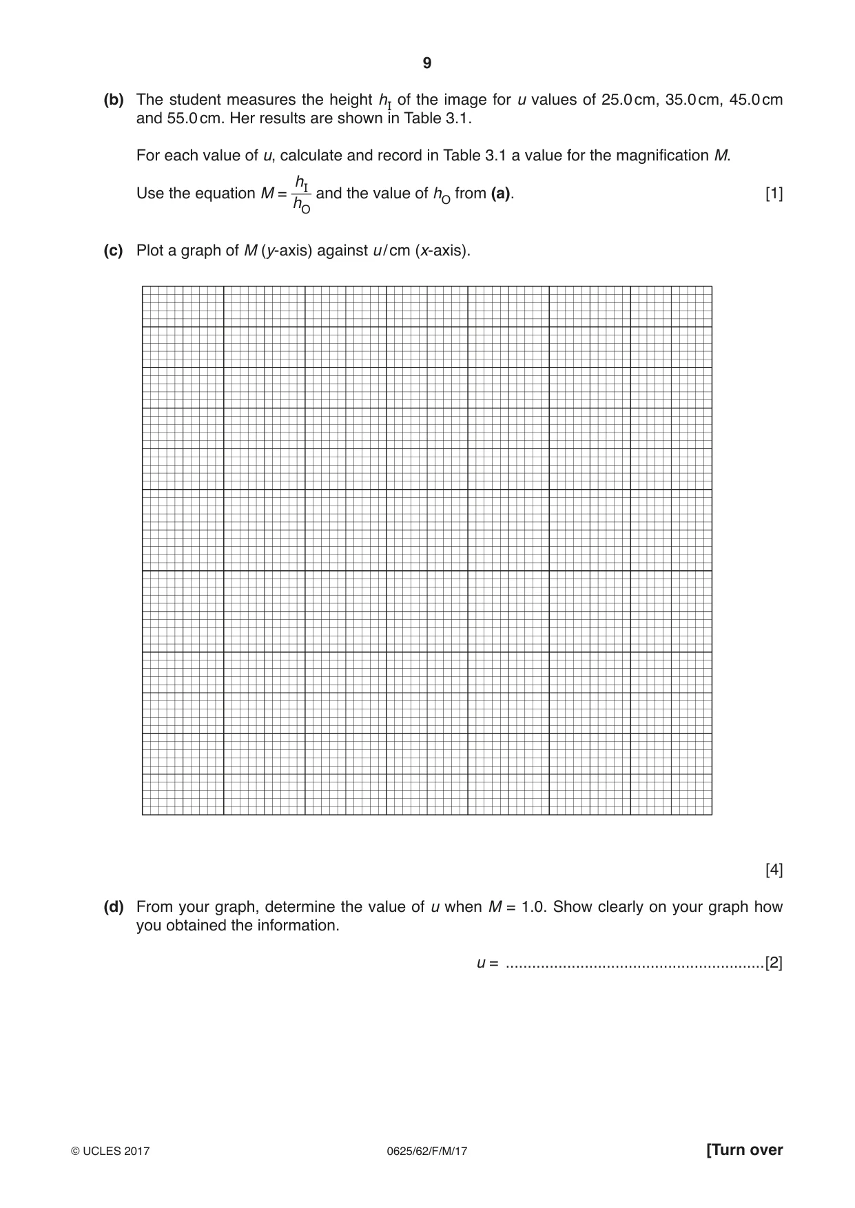 Cambridge IGCSE Physics 0625 2017 Feb/March Paper 6 · Variant 2 question paper, page 9 of 12