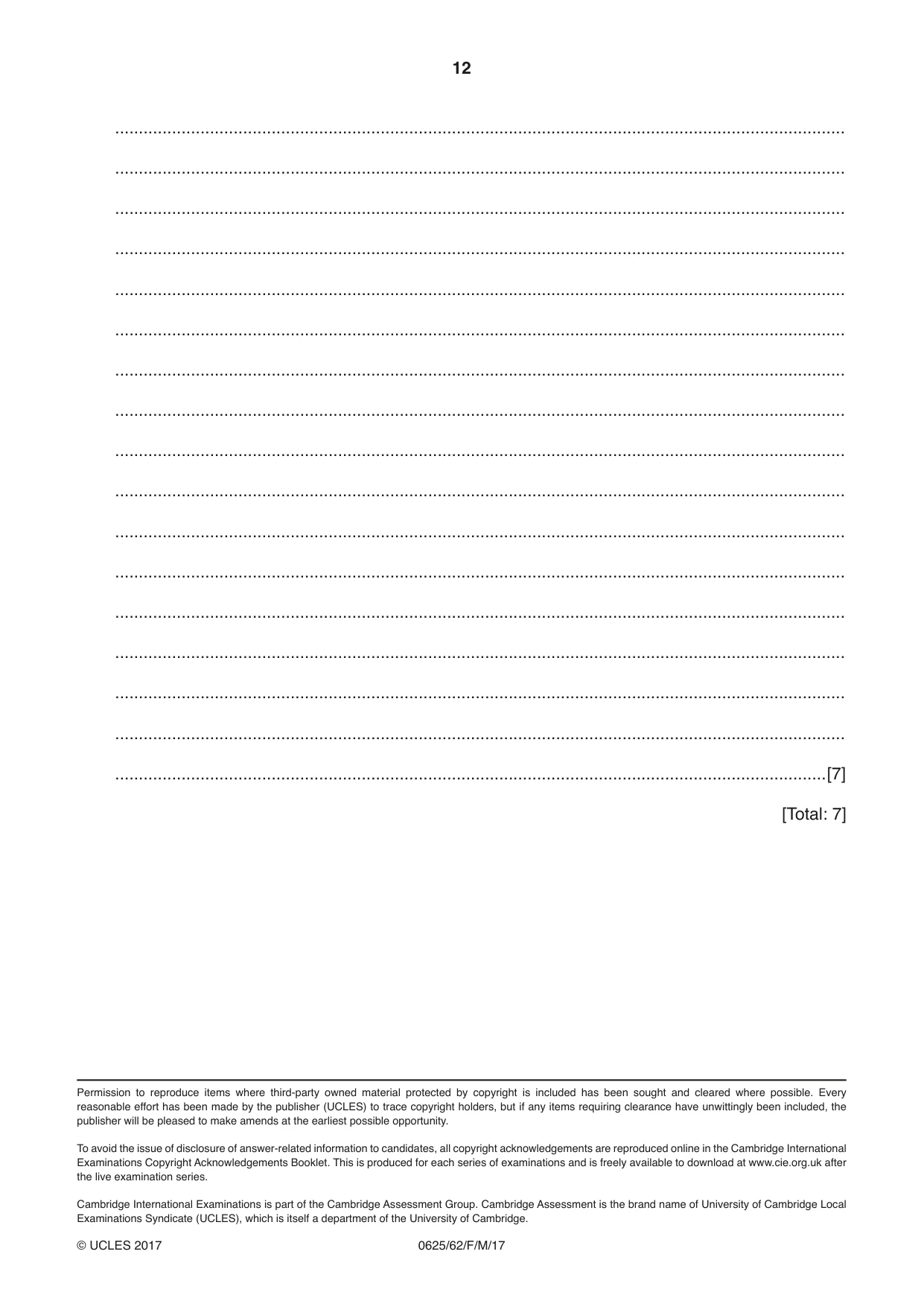 Cambridge IGCSE Physics 0625 2017 Feb/March Paper 6 · Variant 2 question paper, page 12 of 12