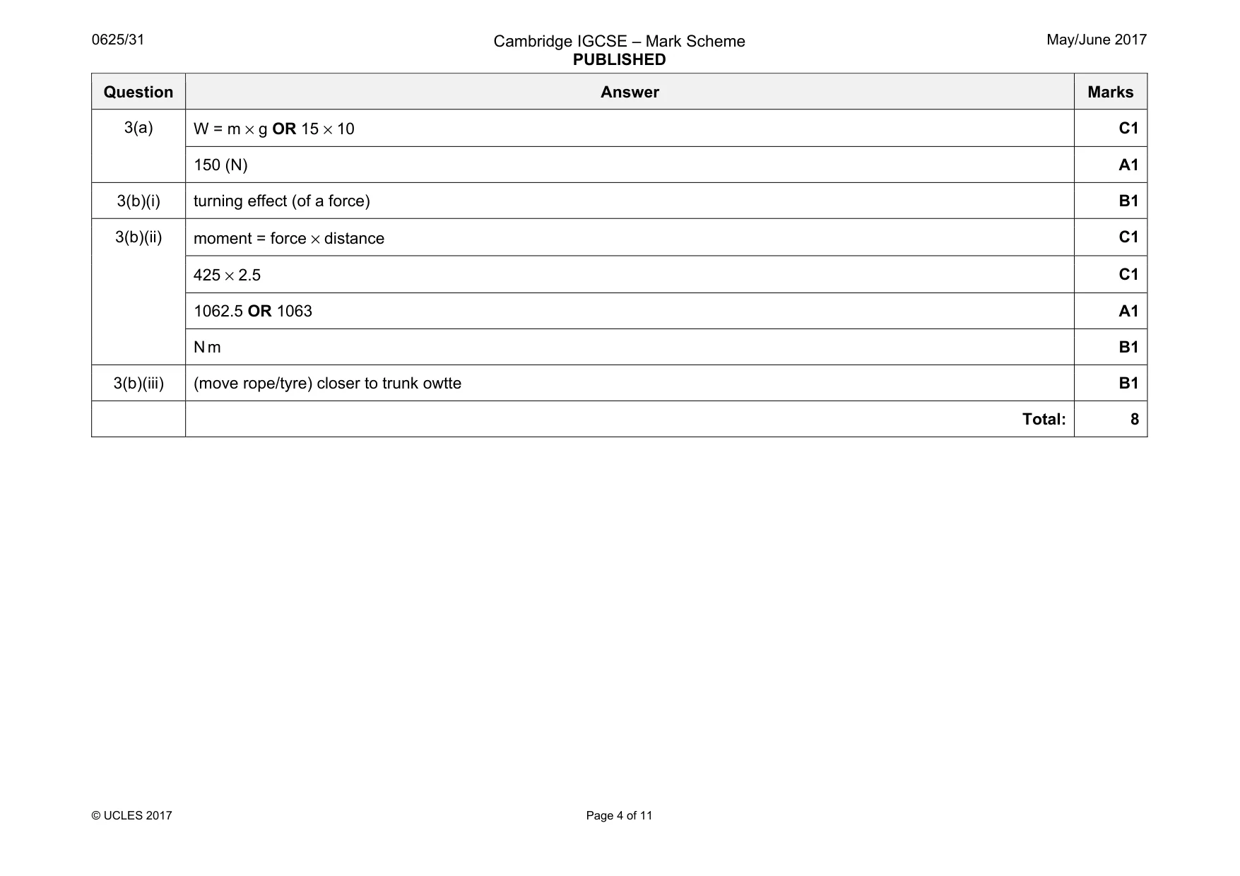 Mark scheme, page 4 of 11