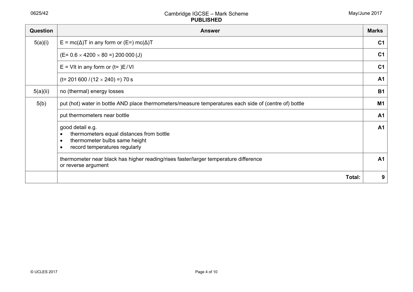 Mark scheme, page 4 of 10