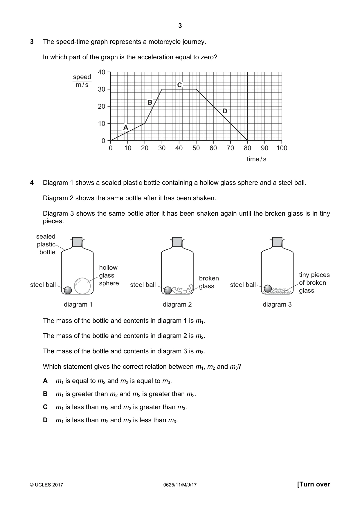 Cambridge IGCSE Physics 0625 2017 May/June Paper 1 · Variant 1 question paper, page 3 of 20
