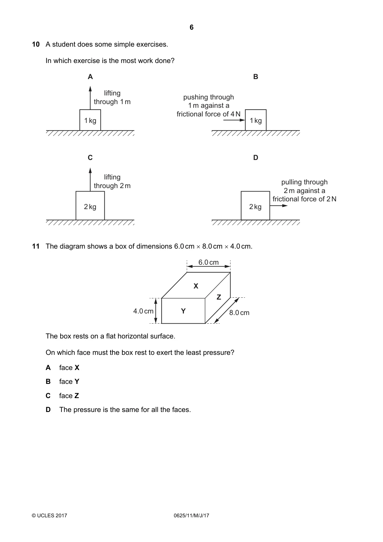 Cambridge IGCSE Physics 0625 2017 May/June Paper 1 · Variant 1 question paper, page 6 of 20