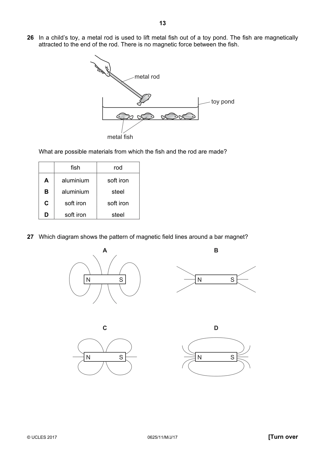 Cambridge IGCSE Physics 0625 2017 May/June Paper 1 · Variant 1 question paper, page 13 of 20
