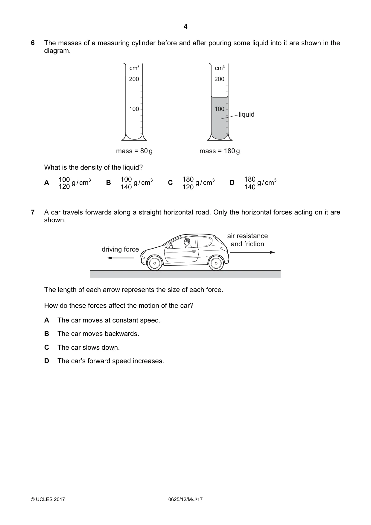Cambridge IGCSE Physics 0625 2017 May/June Paper 1 · Variant 2 question paper, page 4 of 20