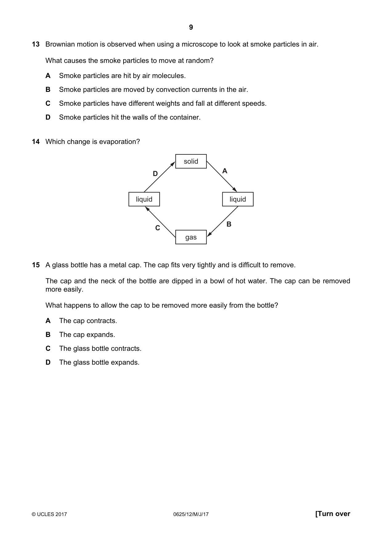 Cambridge IGCSE Physics 0625 2017 May/June Paper 1 · Variant 2 question paper, page 9 of 20