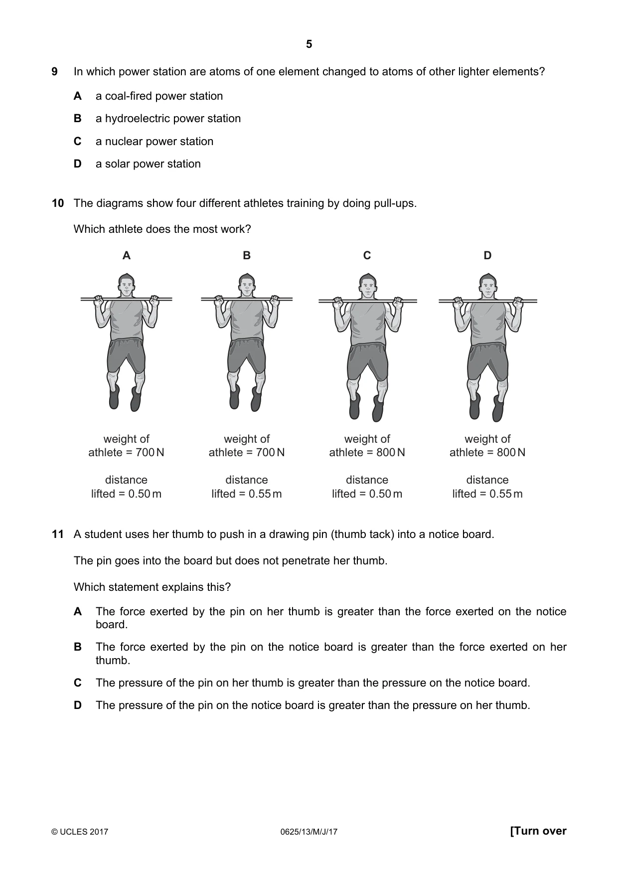 Cambridge IGCSE Physics 0625 2017 May/June Paper 1 · Variant 3 question paper, page 5 of 20