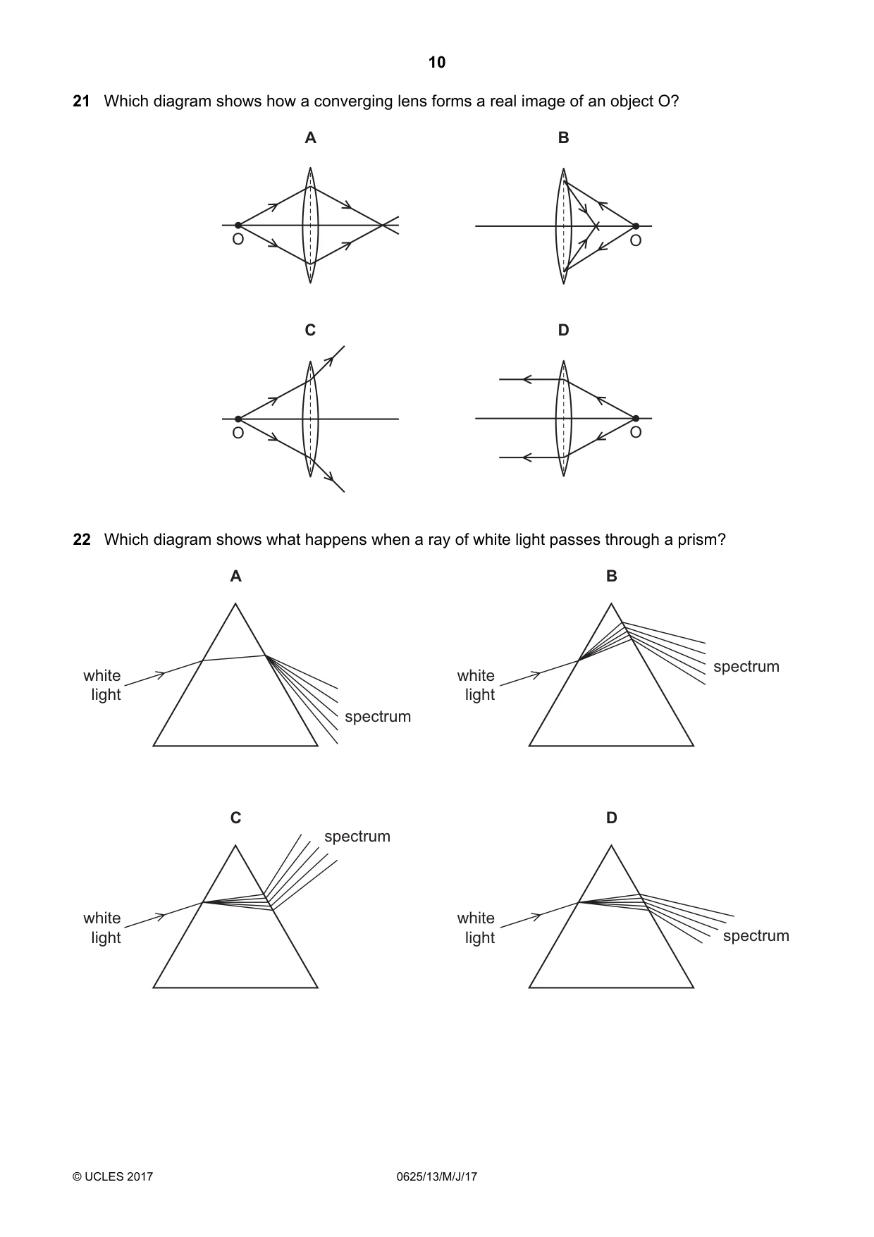 Cambridge IGCSE Physics 0625 2017 May/June Paper 1 · Variant 3 question paper, page 10 of 20