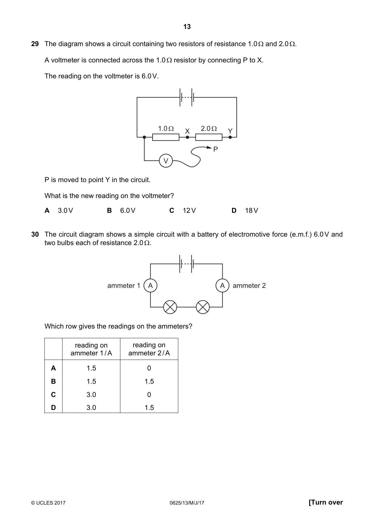 Cambridge IGCSE Physics 0625 2017 May/June Paper 1 · Variant 3 question paper, page 13 of 20