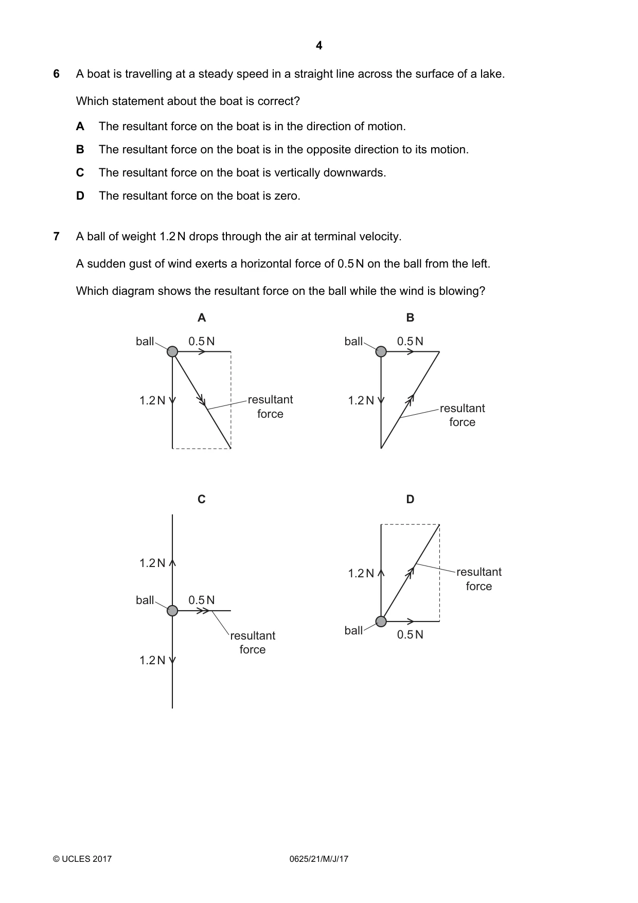 Cambridge IGCSE Physics 0625 2017 May/June Paper 2 · Variant 1 question paper, page 4 of 20