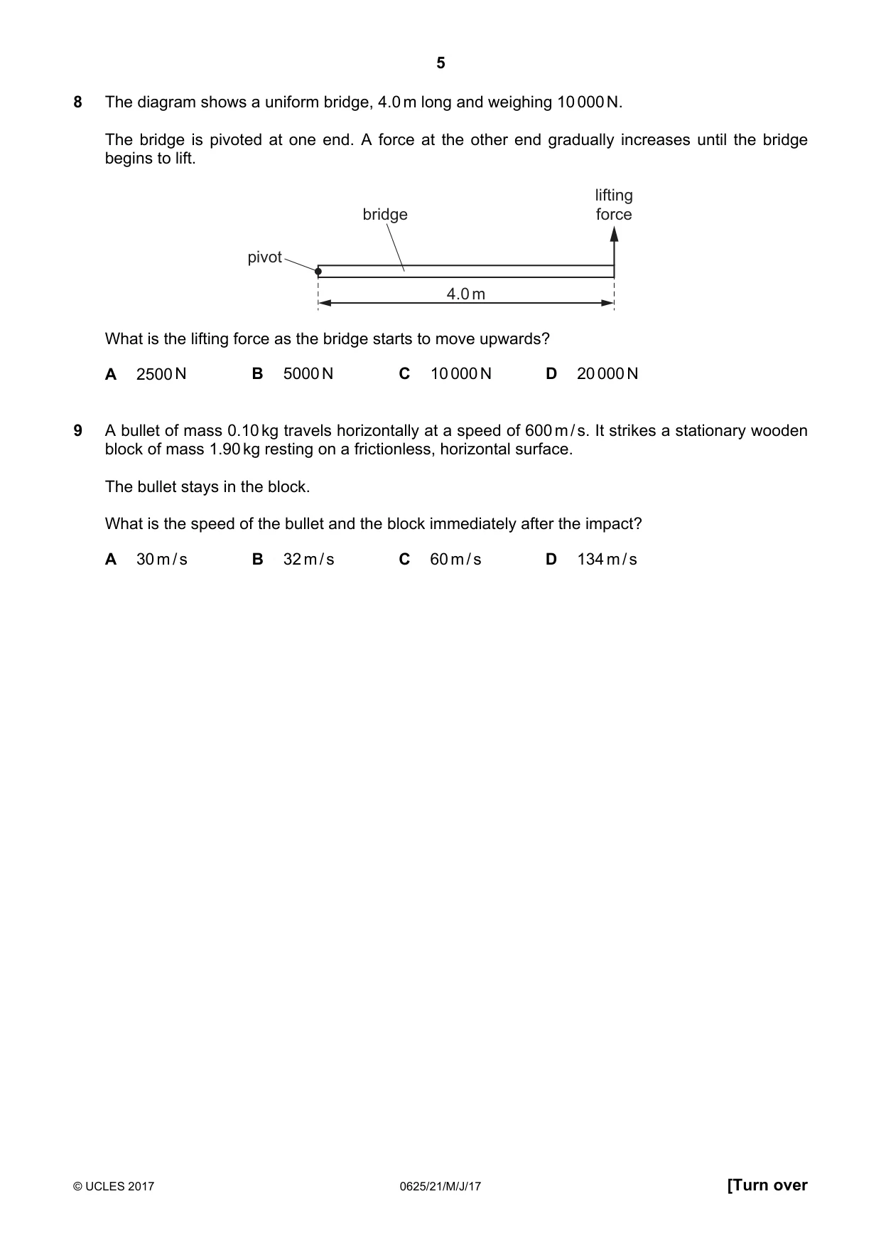 Cambridge IGCSE Physics 0625 2017 May/June Paper 2 · Variant 1 question paper, page 5 of 20