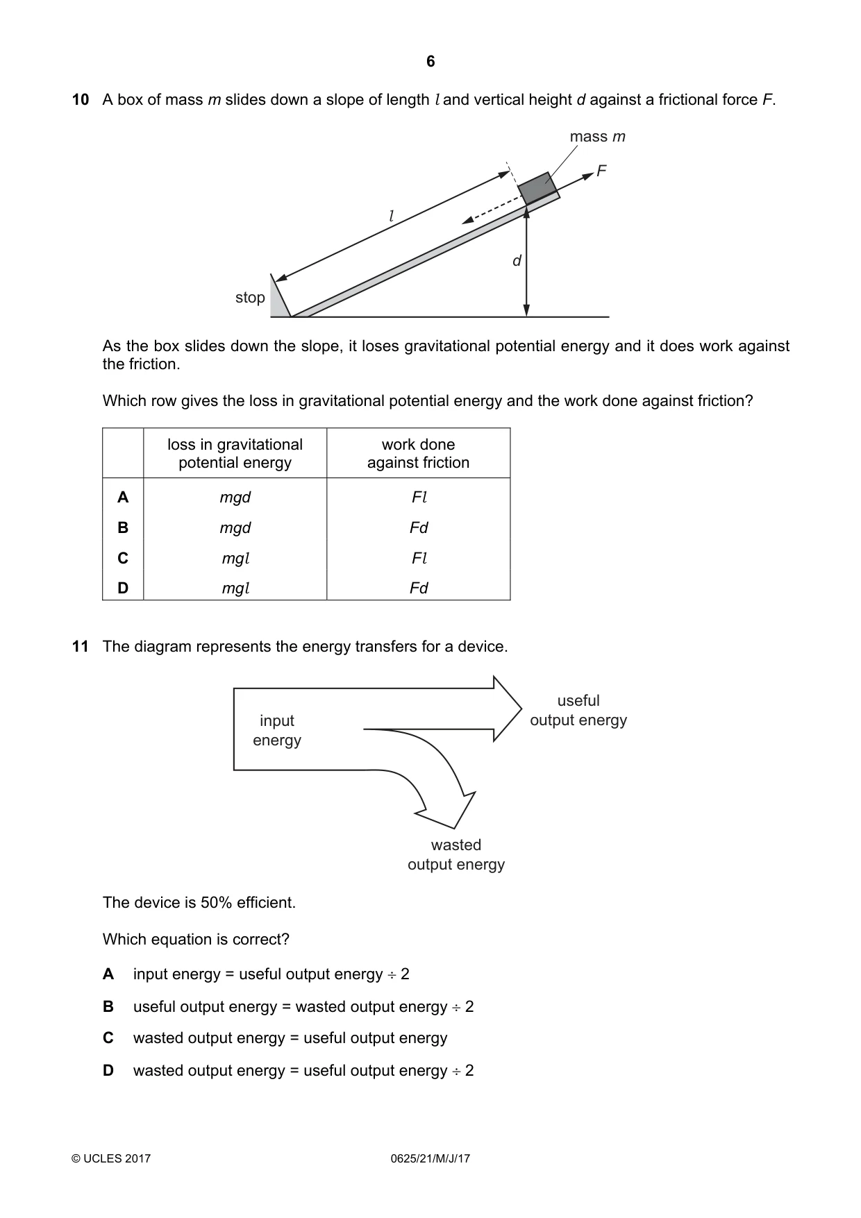 Cambridge IGCSE Physics 0625 2017 May/June Paper 2 · Variant 1 question paper, page 6 of 20