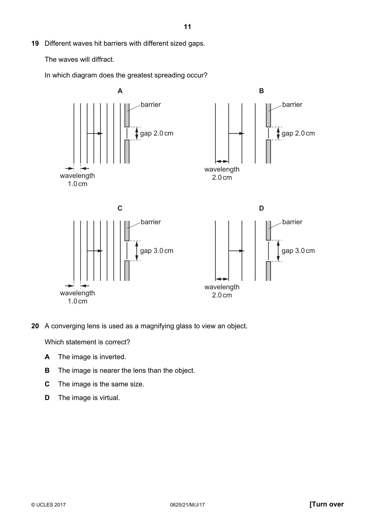 Cambridge IGCSE Physics 0625 2017 May/June Paper 2 · Variant 1 question paper, page 11 of 20