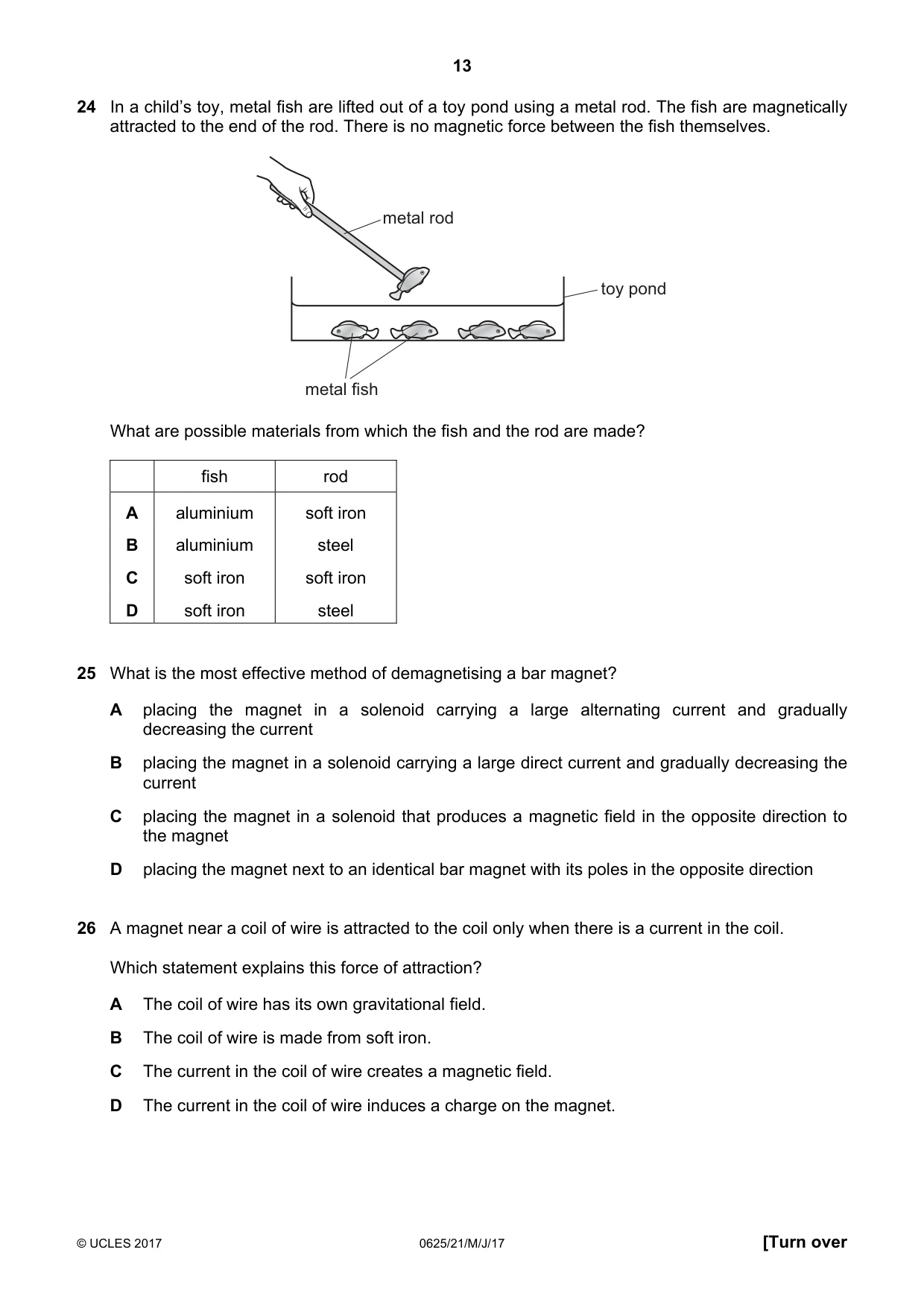Cambridge IGCSE Physics 0625 2017 May/June Paper 2 · Variant 1 question paper, page 13 of 20