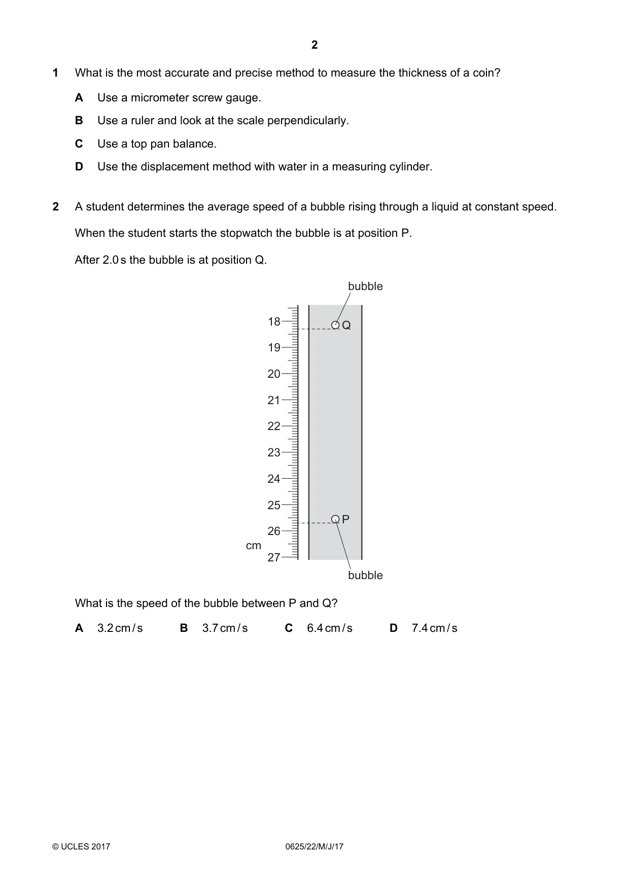 Cambridge IGCSE Physics 0625 2017 May/June Paper 2 · Variant 2 question paper, page 2 of 20