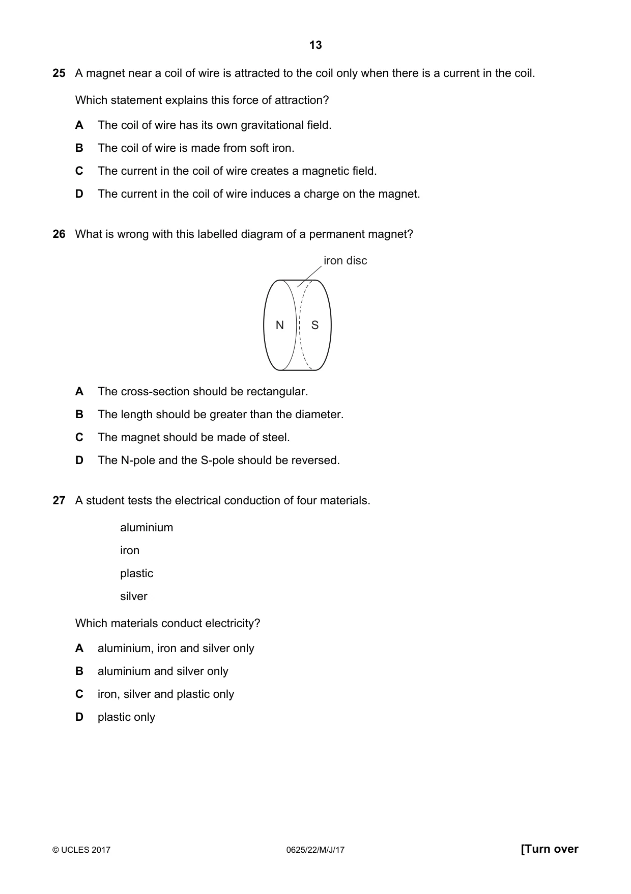 Cambridge IGCSE Physics 0625 2017 May/June Paper 2 · Variant 2 question paper, page 13 of 20