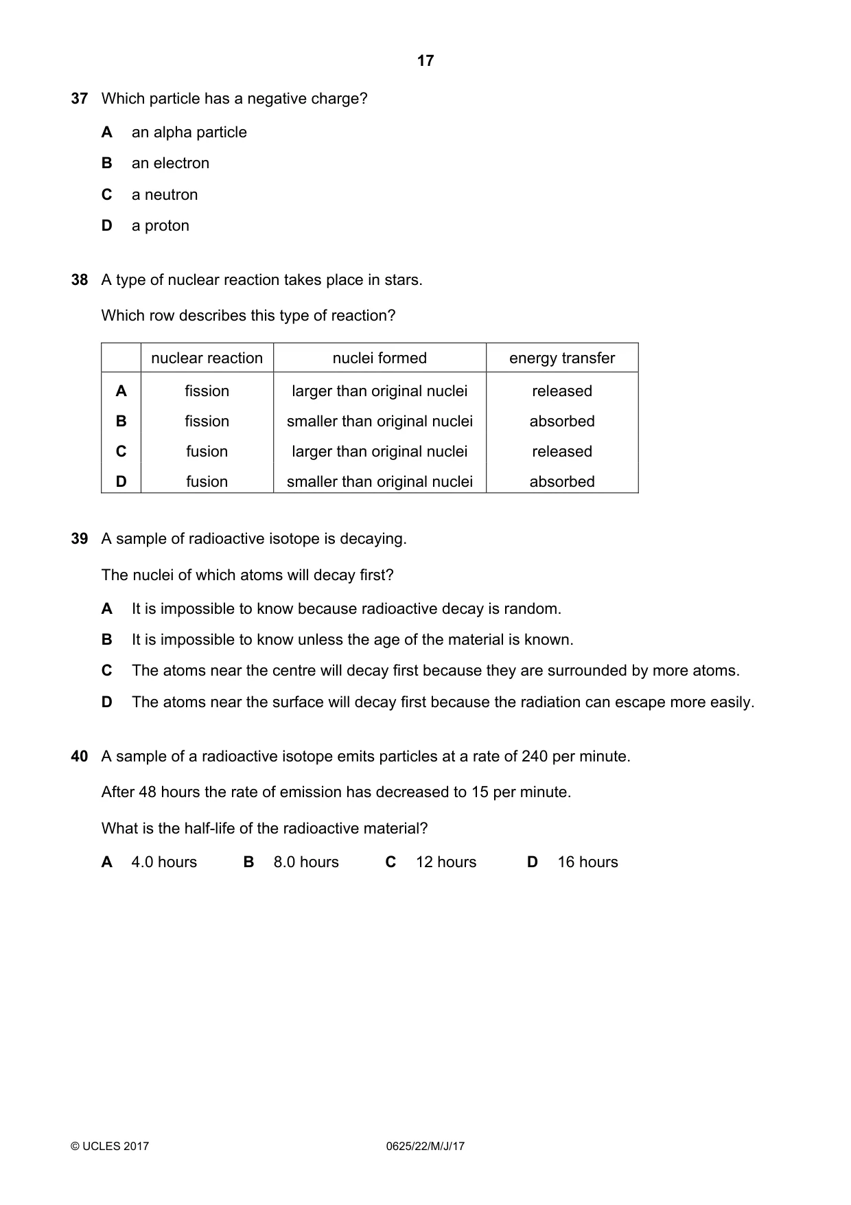 Cambridge IGCSE Physics 0625 2017 May/June Paper 2 · Variant 2 question paper, page 17 of 20