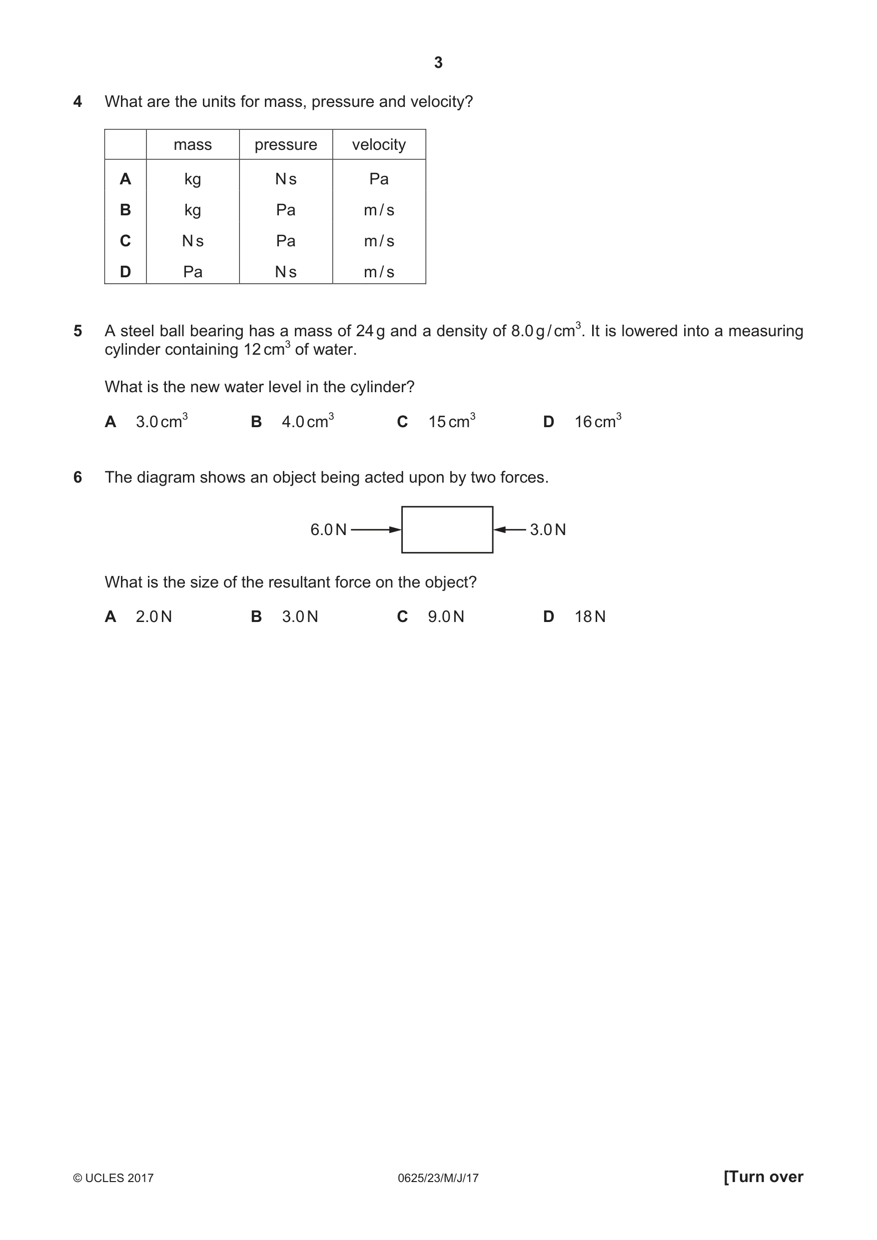 Cambridge IGCSE Physics 0625 2017 May/June Paper 2 · Variant 3 question paper, page 3 of 20